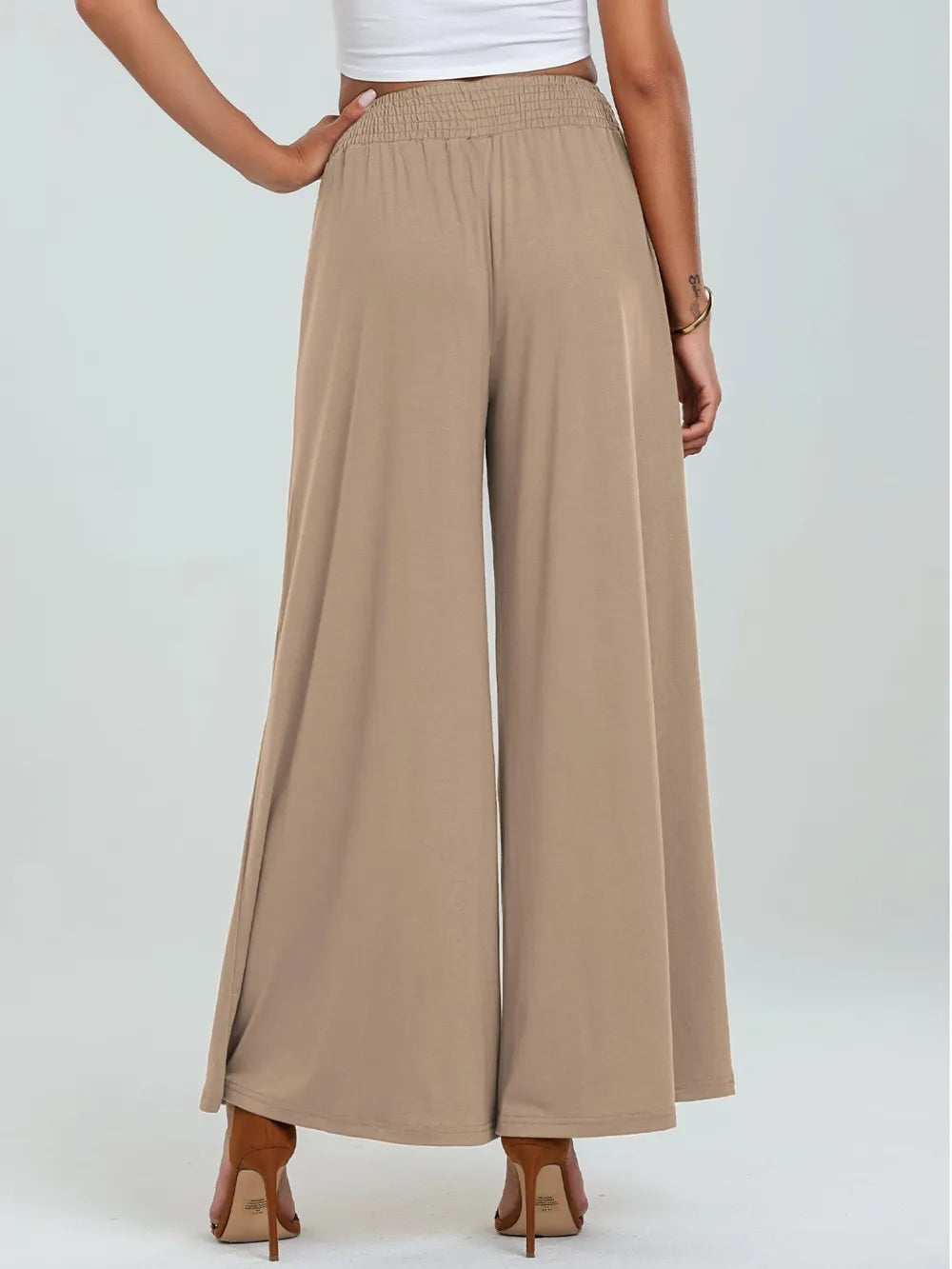 Elastic Waist Wide Leg Pants