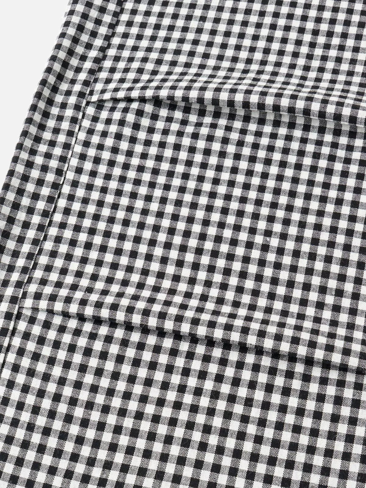 High-Waisted Gingham Drawstring Wide-Leg Pants