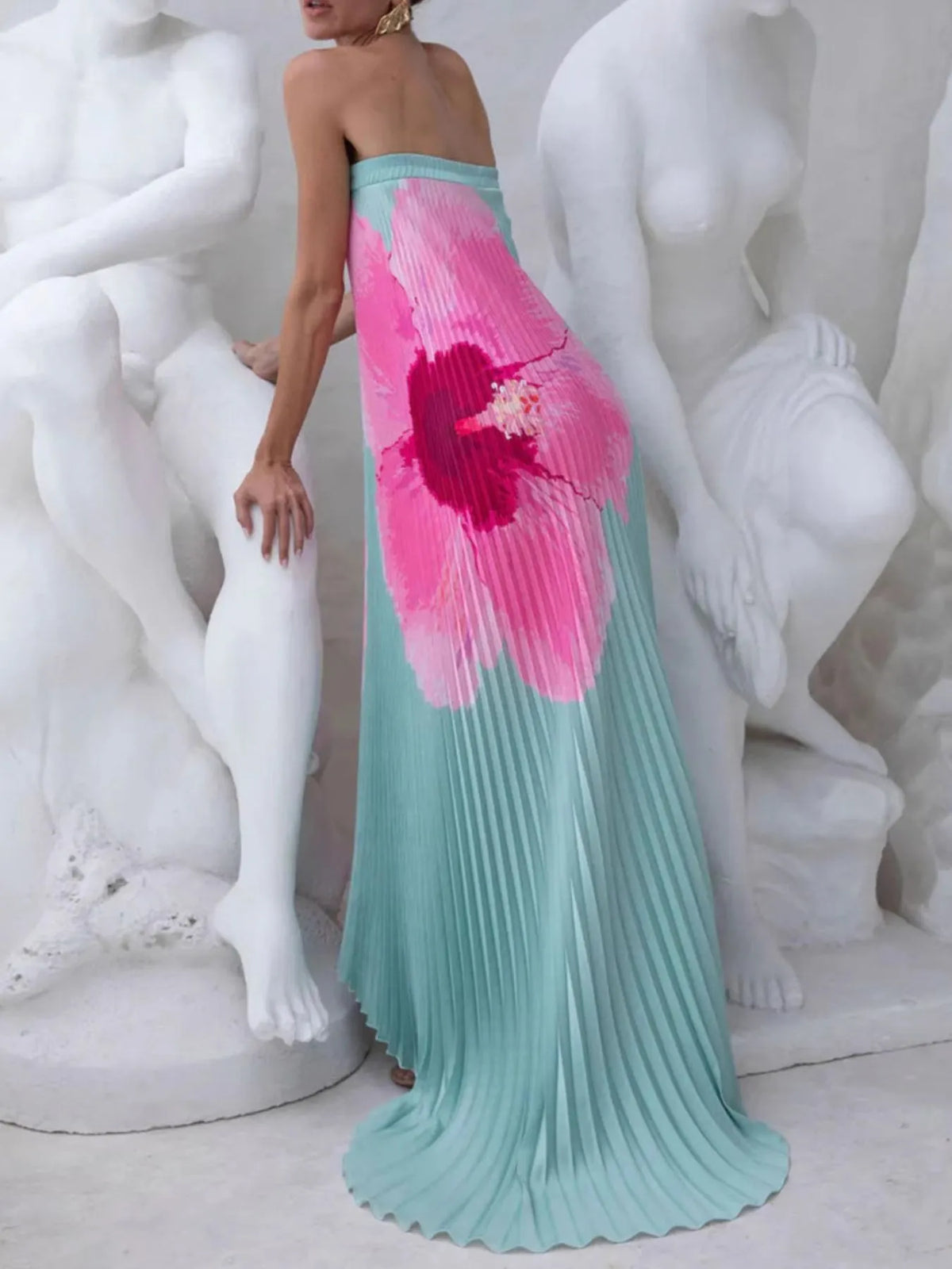 Pleated Tube Floor-Length Dress