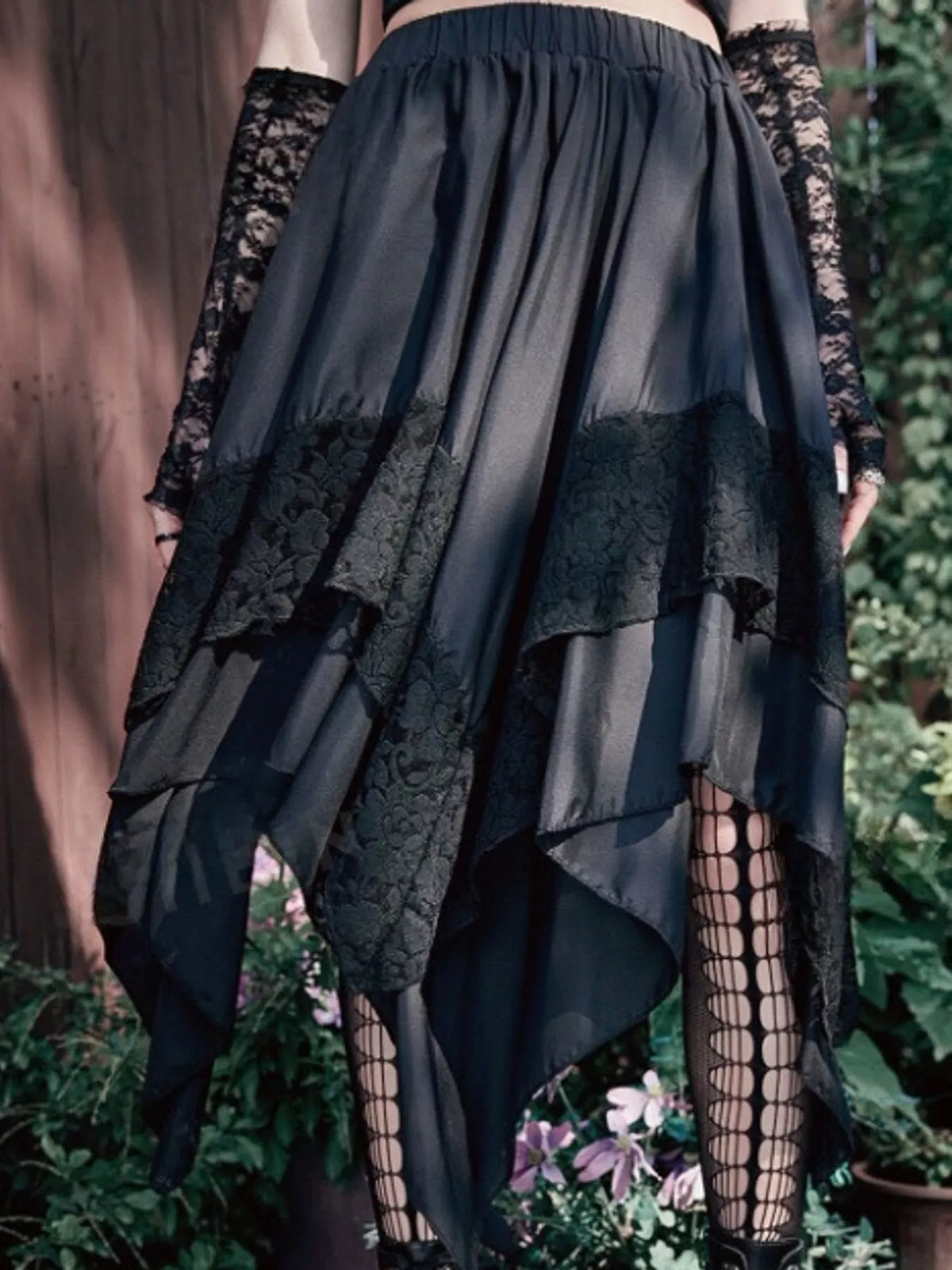 Asymmetrical Tiered Lace Skirt, Plus Size