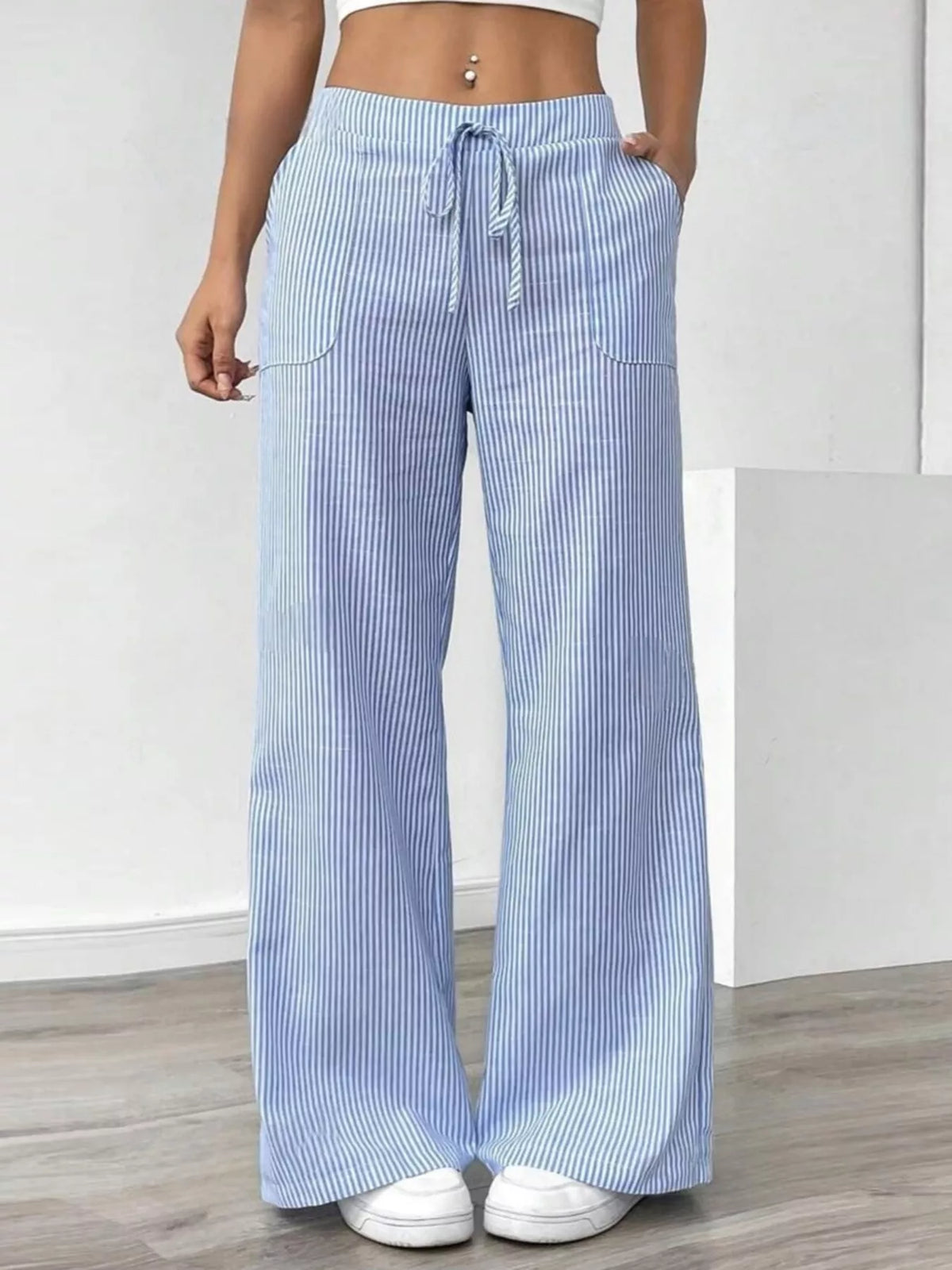 Striped Wide-Leg Pants
