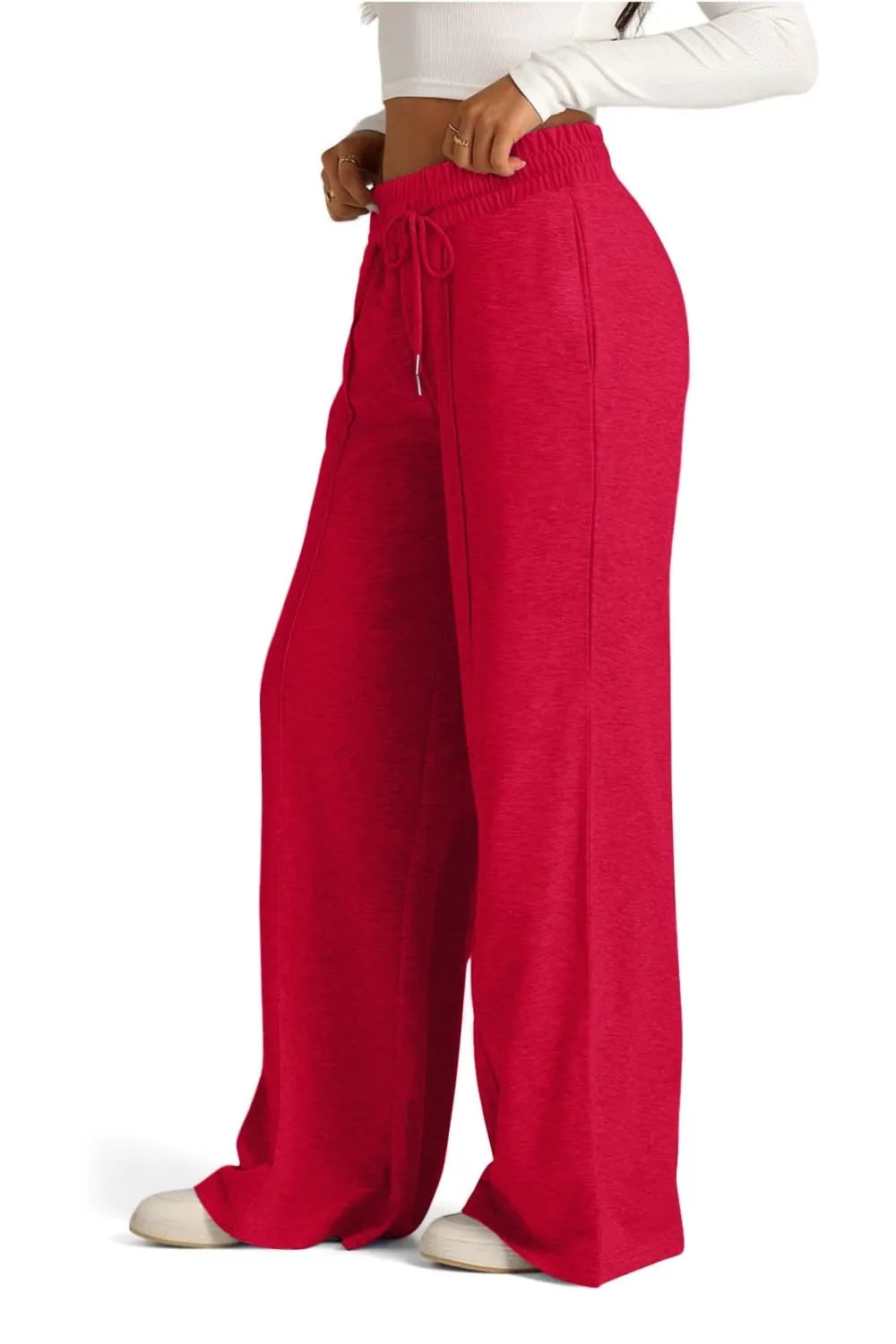 Drawstring Wide Leg Pants with Pockets