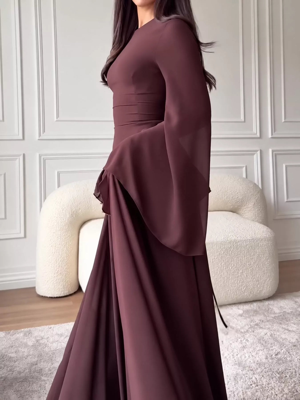 Ruffled Flare Sleeve Maxi Dress