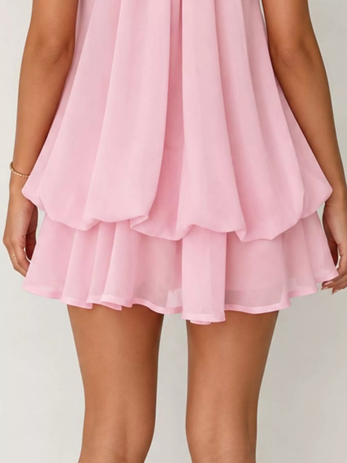 Tied Halter Chiffon Mini Dress
