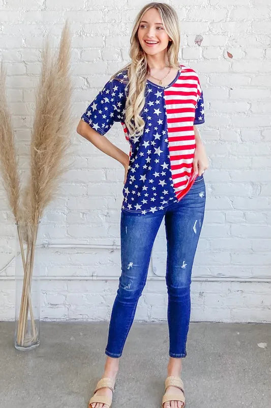 And The Why American Flag Top in Red and Navy in Red/navy