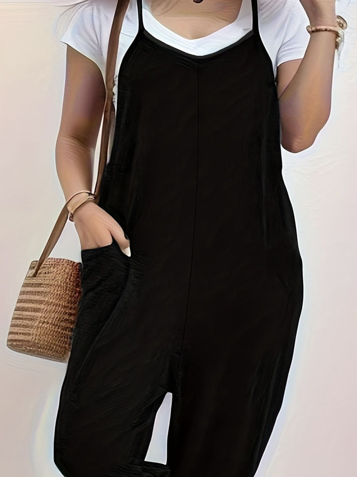Casual Loose-Fit Spaghetti Strap Jumpsuit