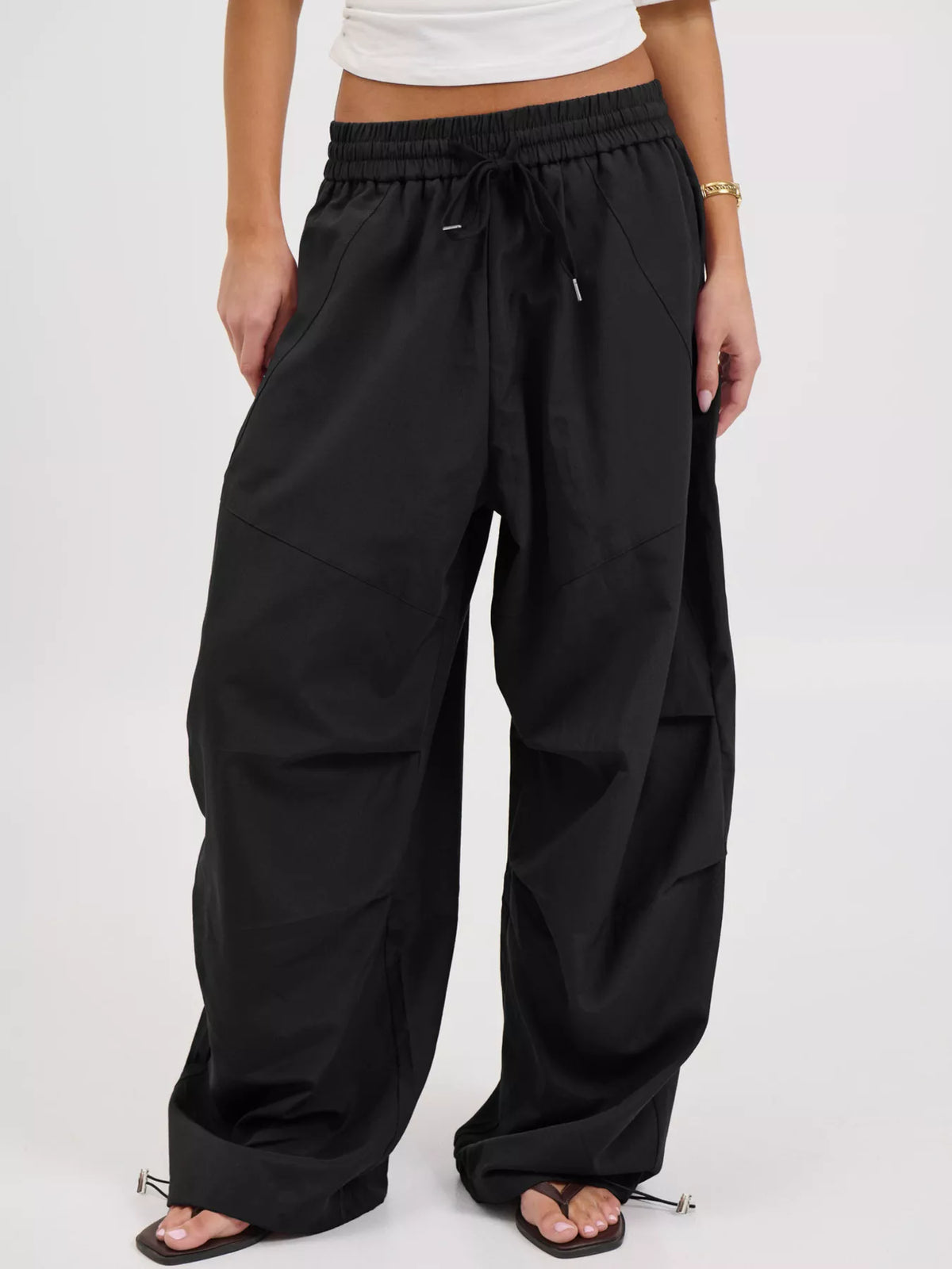 Drawstring Wide Leg Pants