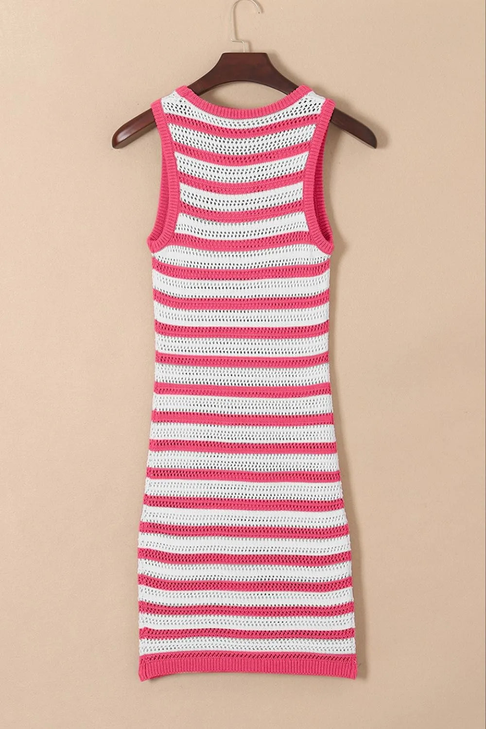 Striped Hollow-Knit Sleeveless Sweater Dress