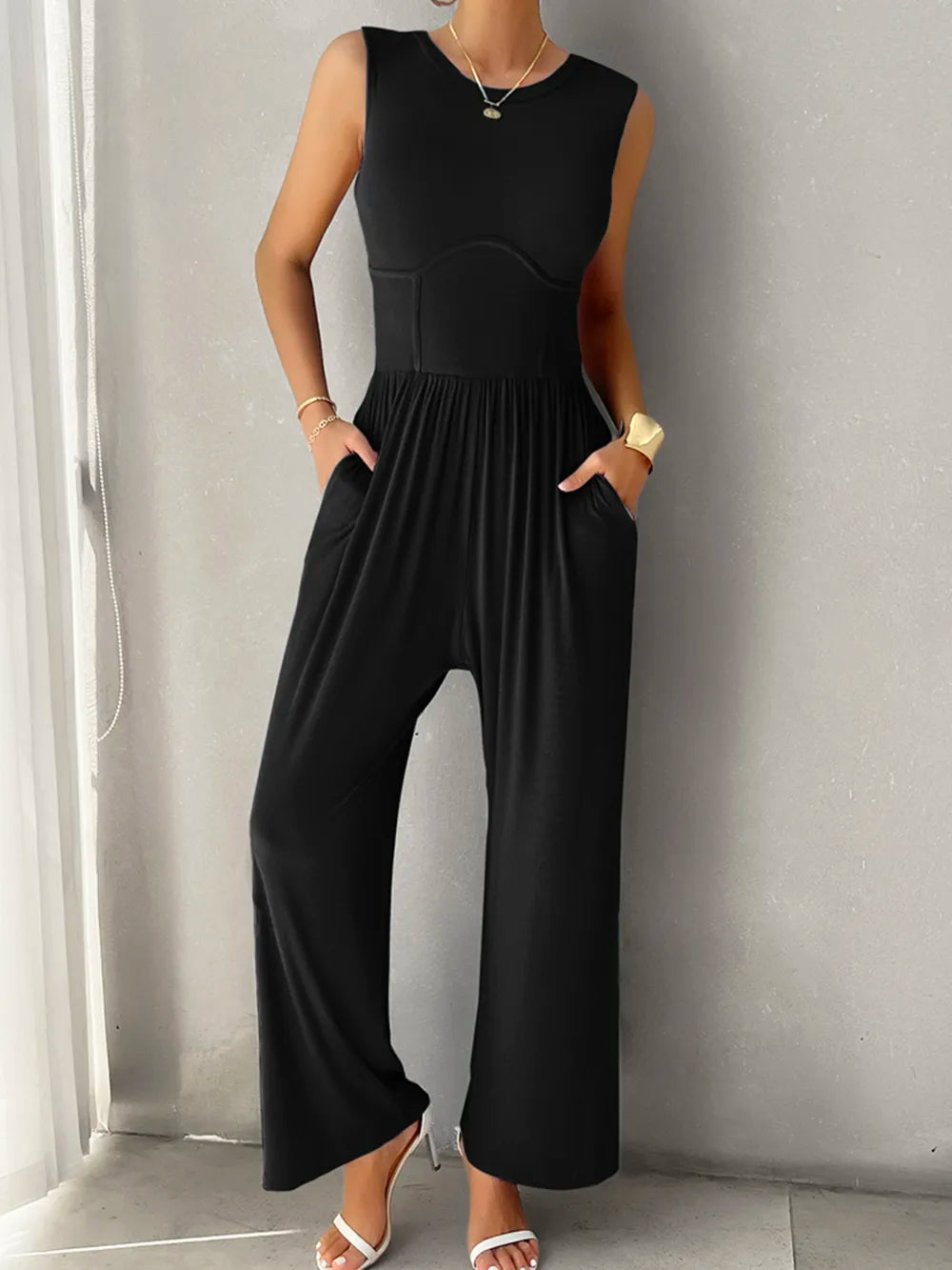 Ruched Wide-Leg Jumpsuit by DY