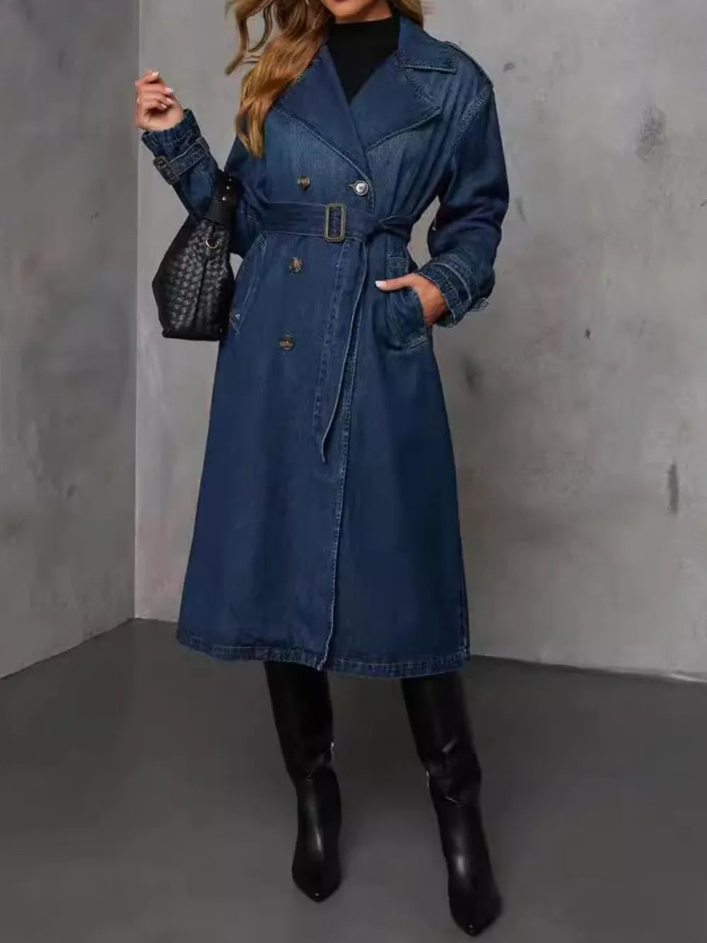 Longline Denim Jacket in Dark Wash by Y.Y@Denim