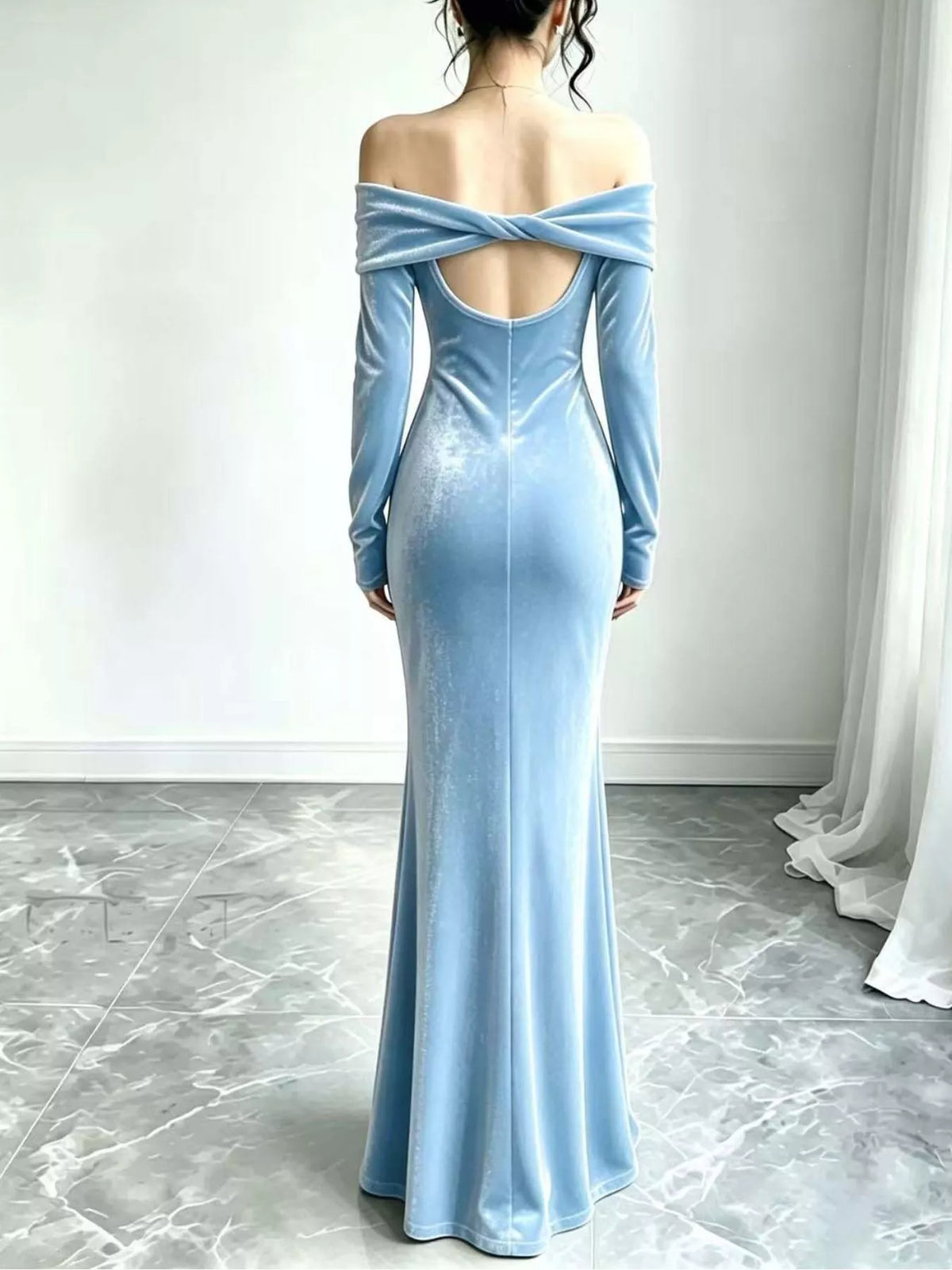 Off-Shoulder Ruched Mermaid Maxi Dress