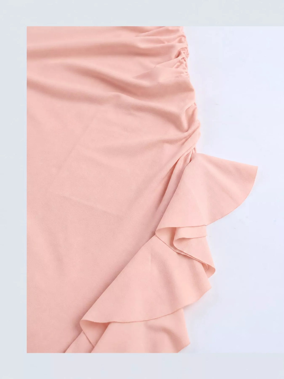 One-Shoulder Ruched Ruffle Hem Maxi Dress