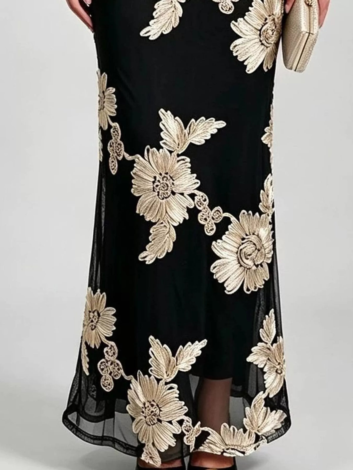 One-Shoulder Embroidered Maxi Dress