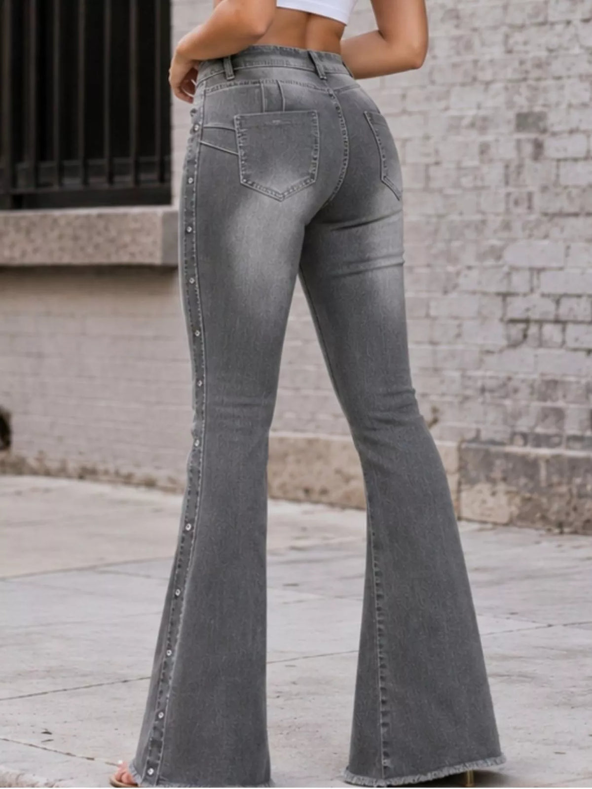 High-Waisted Flare Jeans with a Raw Hem