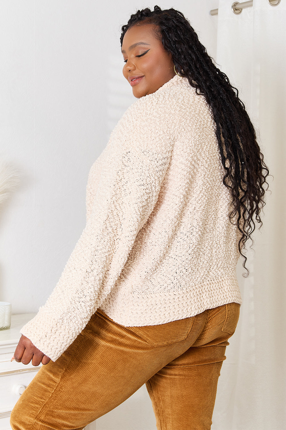 Double Take Open-Front Cardigan in Cream