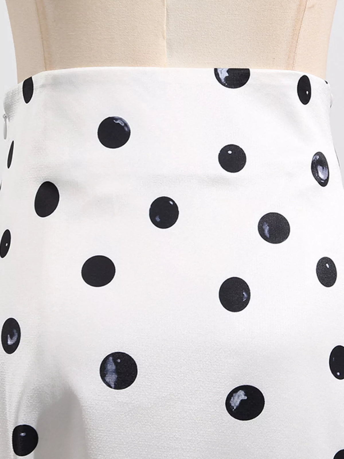Polka Dot Ruffle Skirt in Beige