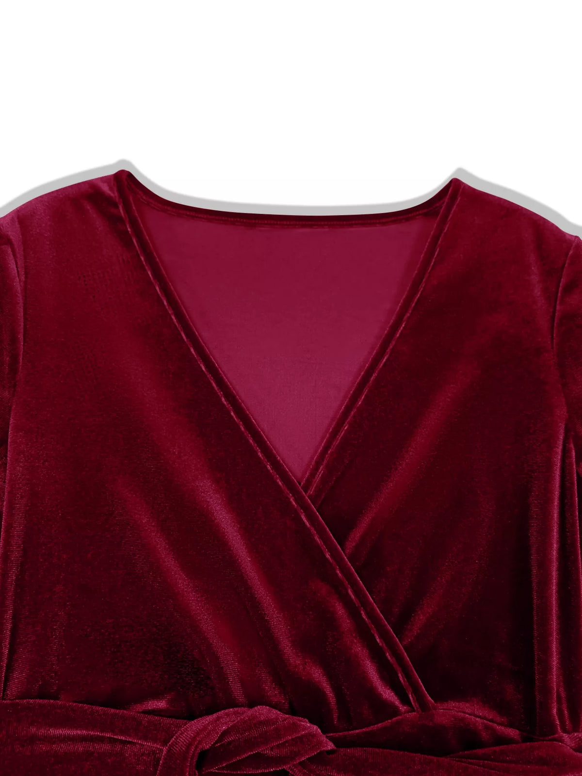 Velvet Wrap Surplice Maxi Dress in Burgundy
