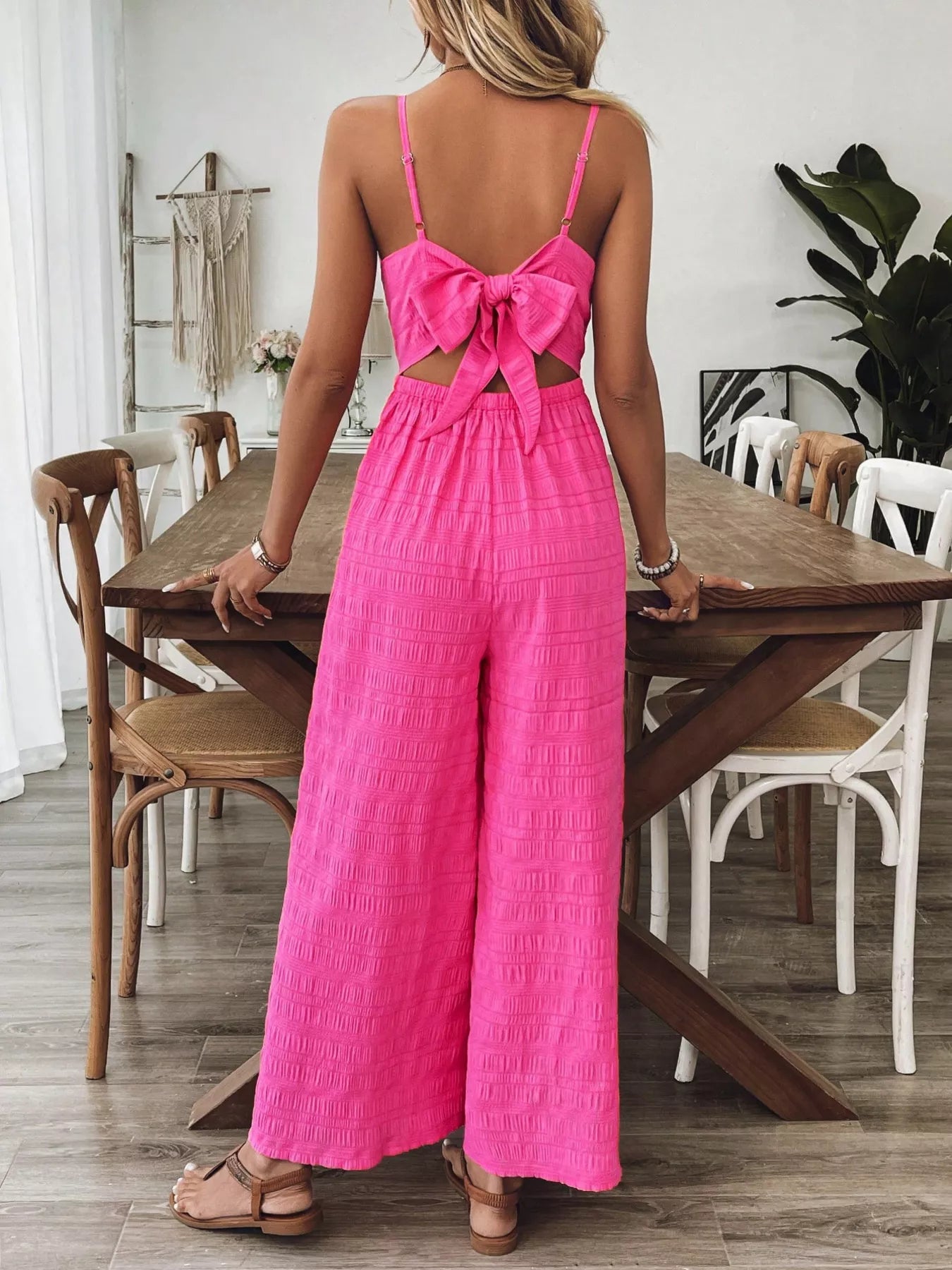 Bow-Back Sleeveless Wide Leg Jumpsuit
