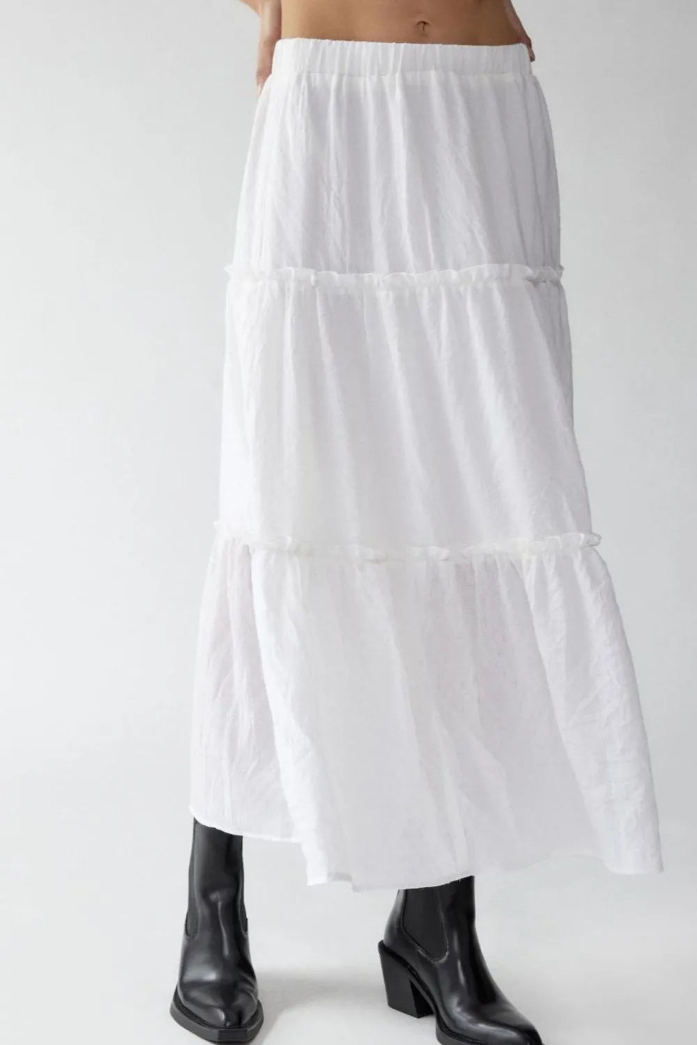 Frill Elastic Waist Skirt by Mystique Q