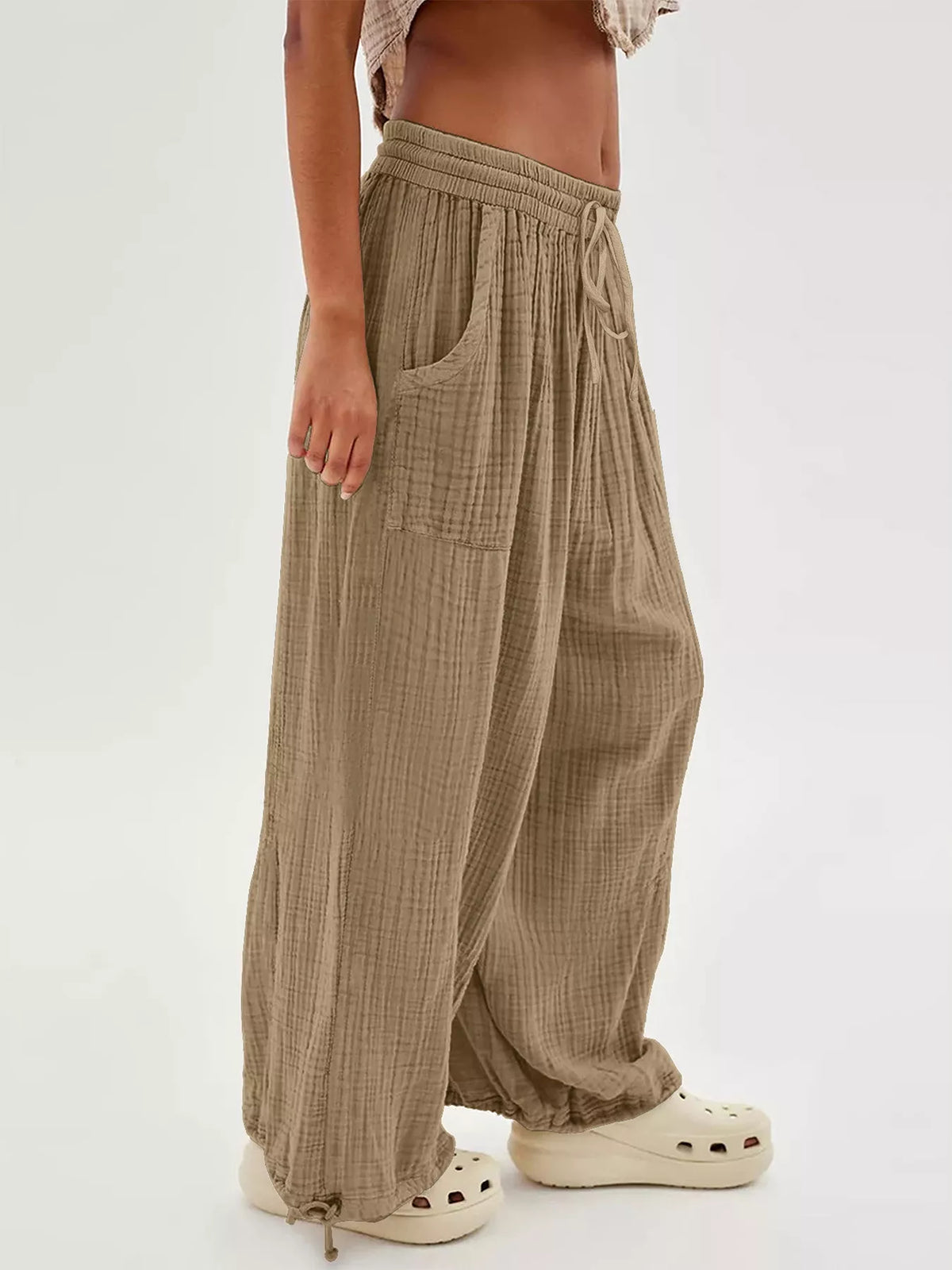 Loose-Fit Gauze Drawstring Pants