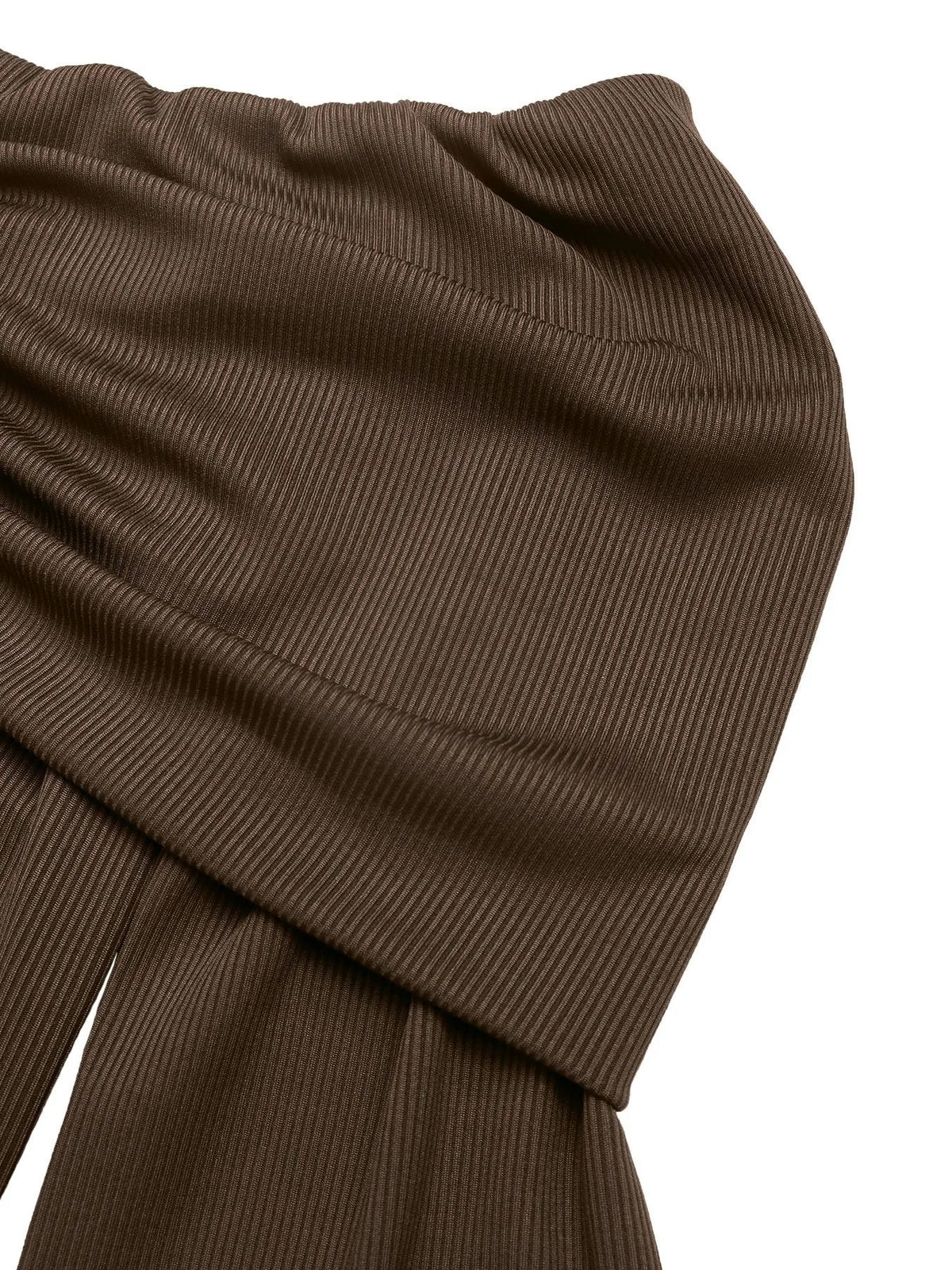 Off-Shoulder Ruched Bodycon Maxi Dress in Coffee Brown