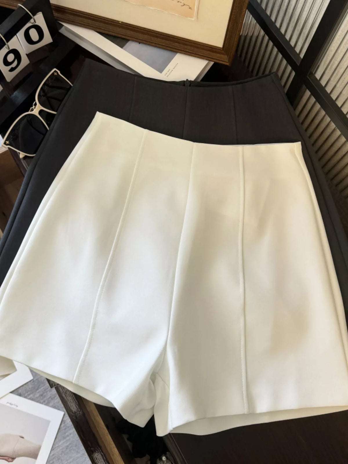 High Waist Shorts with Zip Closure