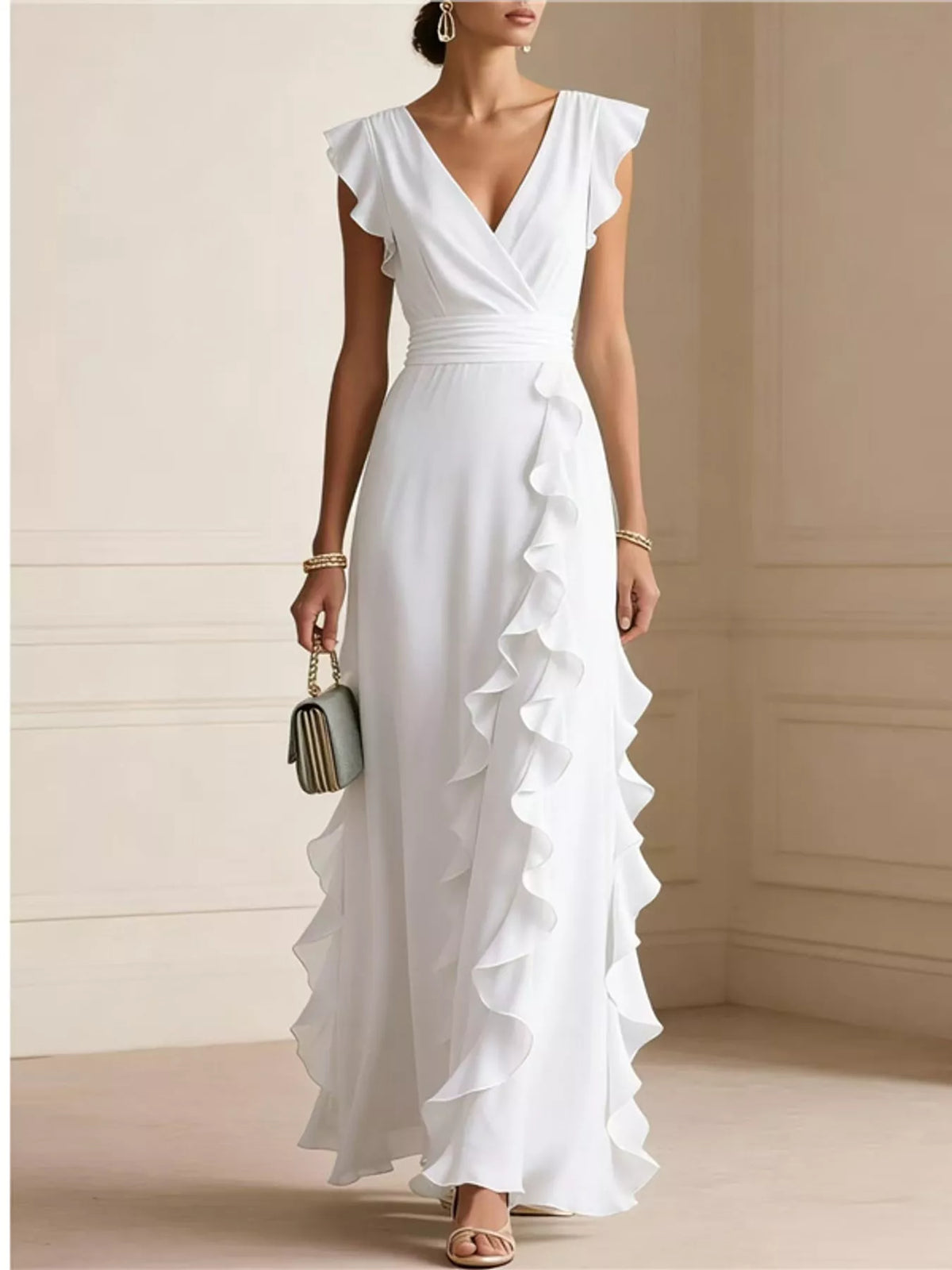 Ruffled Surplice Maxi Dress