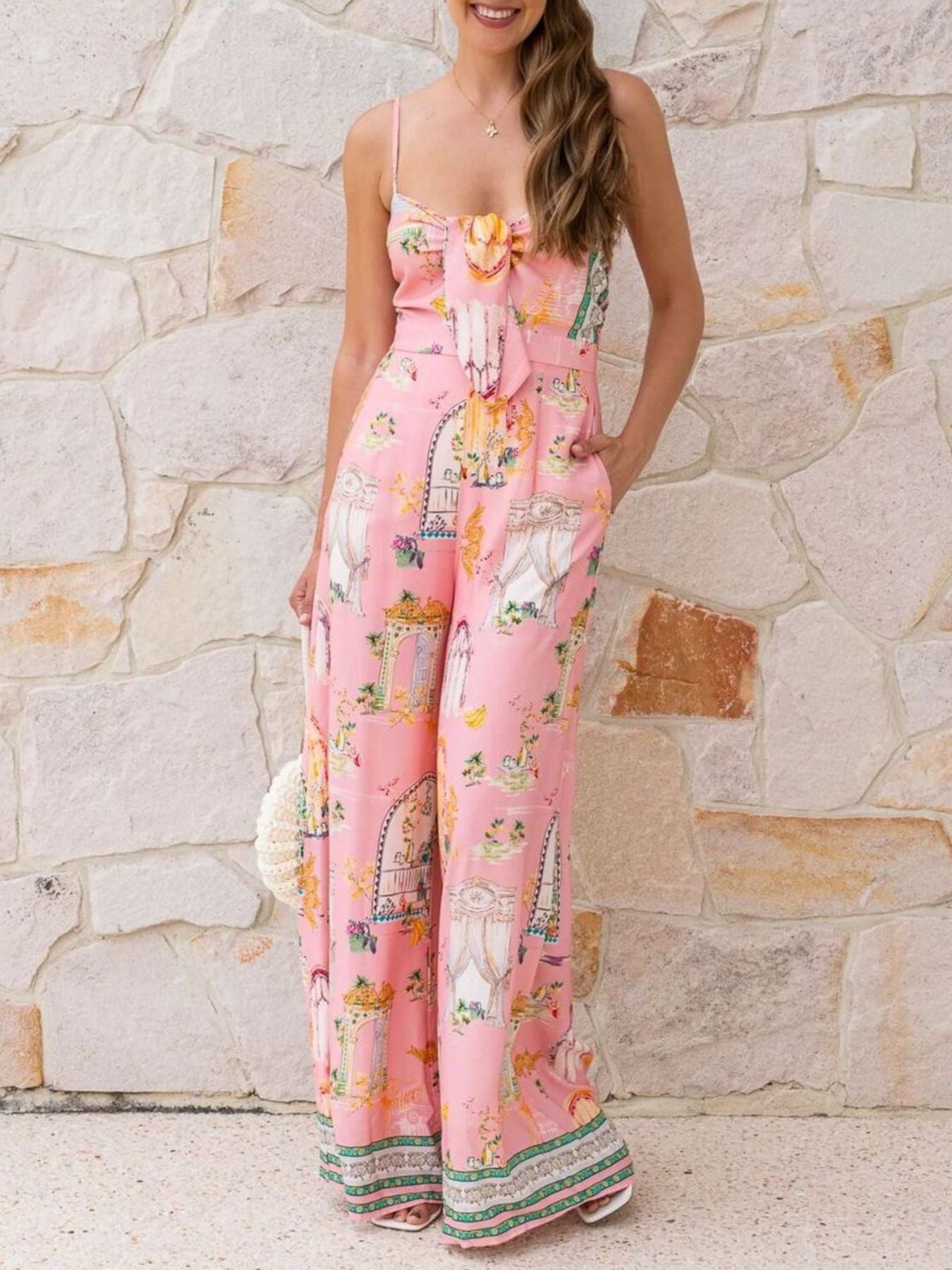 Tie-Front Wide Leg Jumpsuit