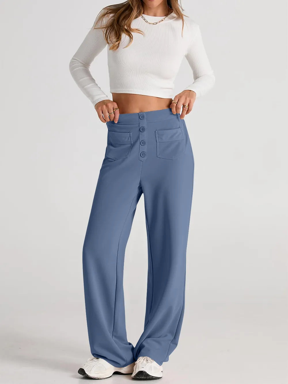 High Waist Wide Leg Pants by K&L