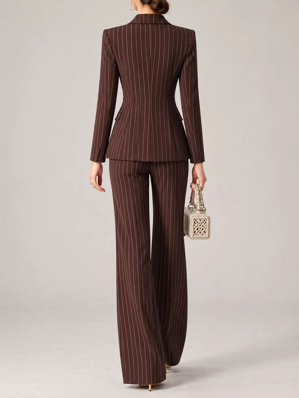 Double-Breasted Pinstripe Blazer and Pants Set