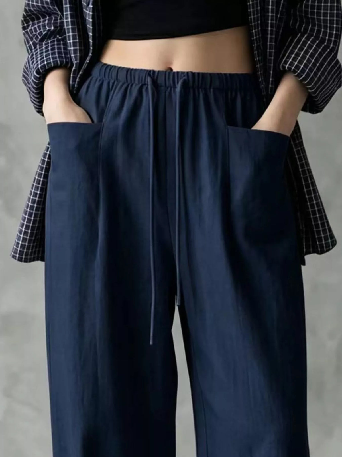 Drawstring Wide-Leg Pants