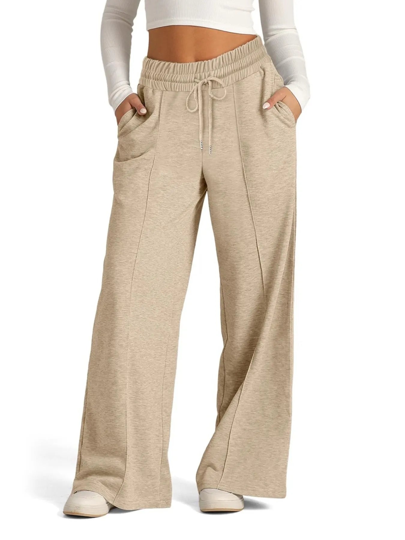 Drawstring Relaxed Wide Leg Pants