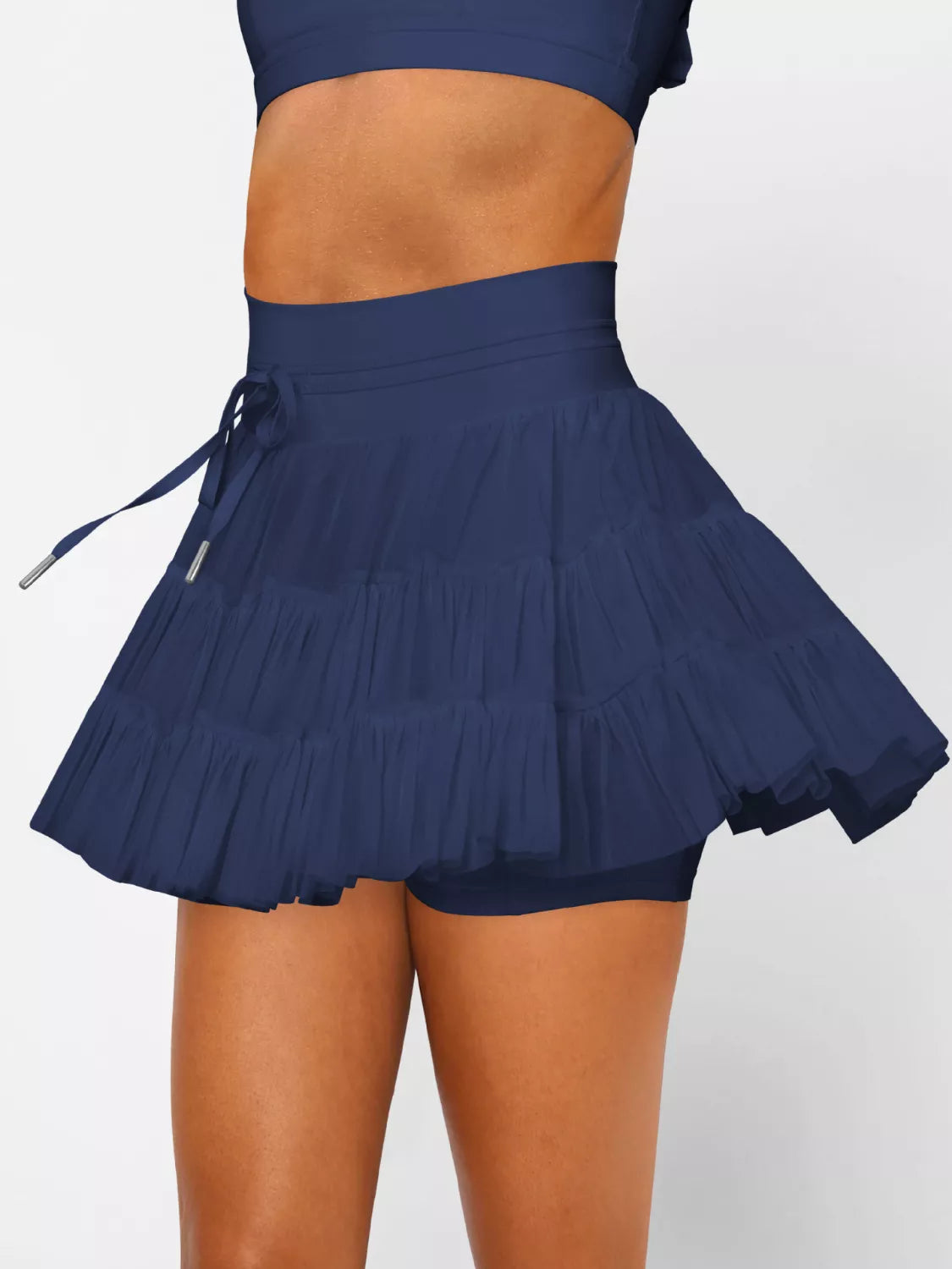 Tiered Drawstring Skort in Dusty Pink