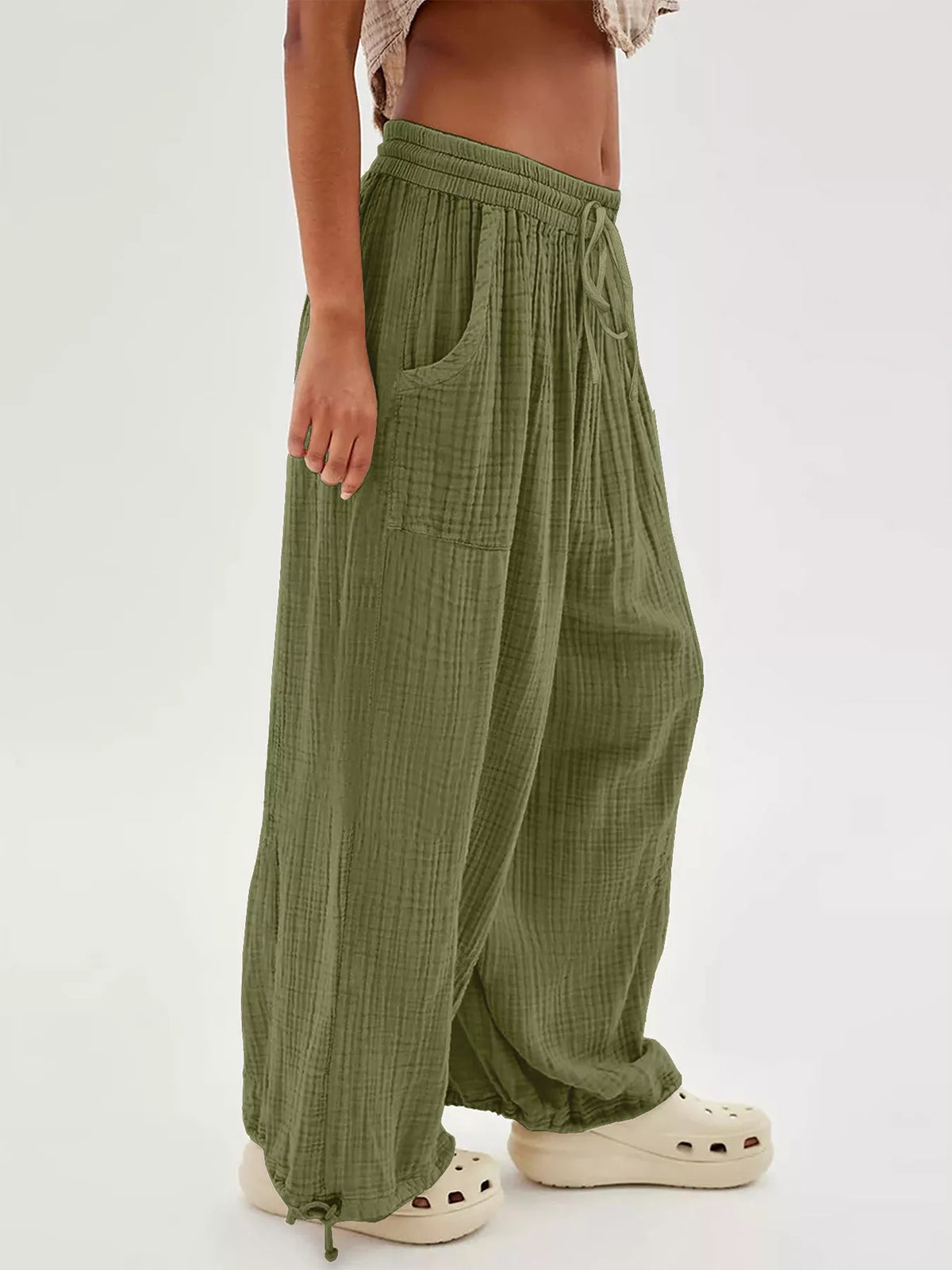 Loose-Fit Gauze Drawstring Pants