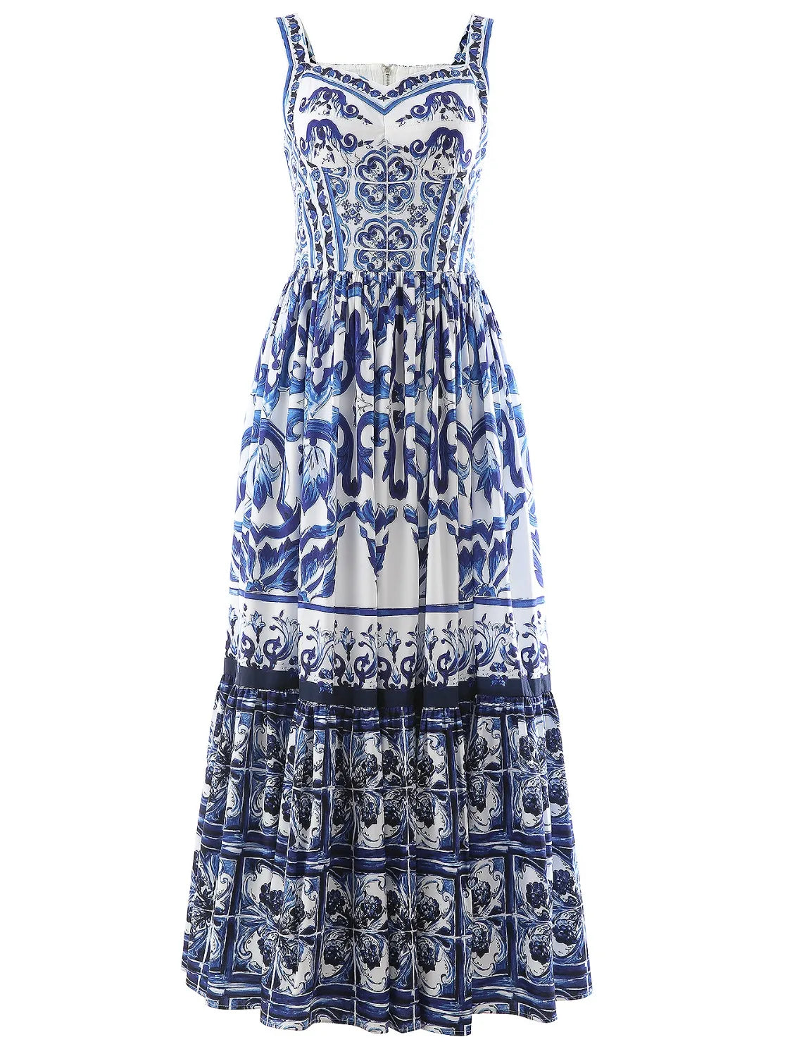 Smocked Ruched Wide-Strap Dress
