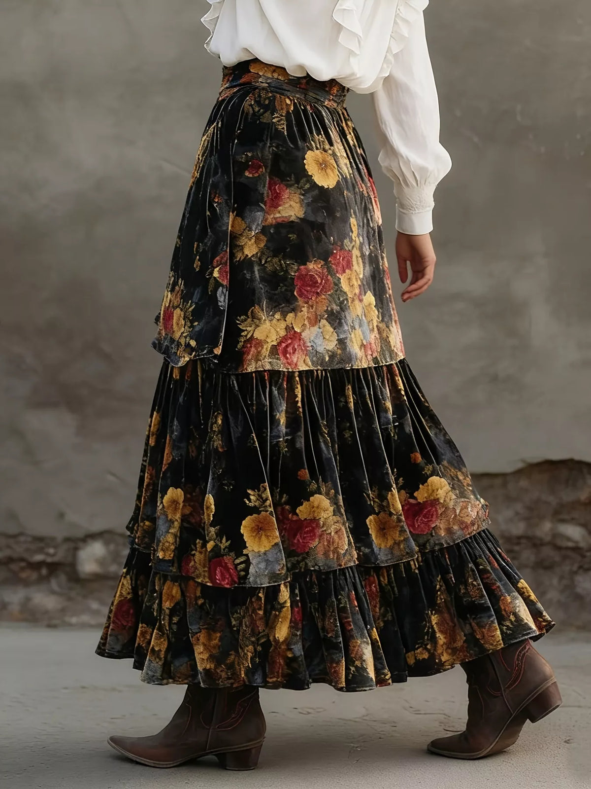 Floral Tiered Maxi Skirt