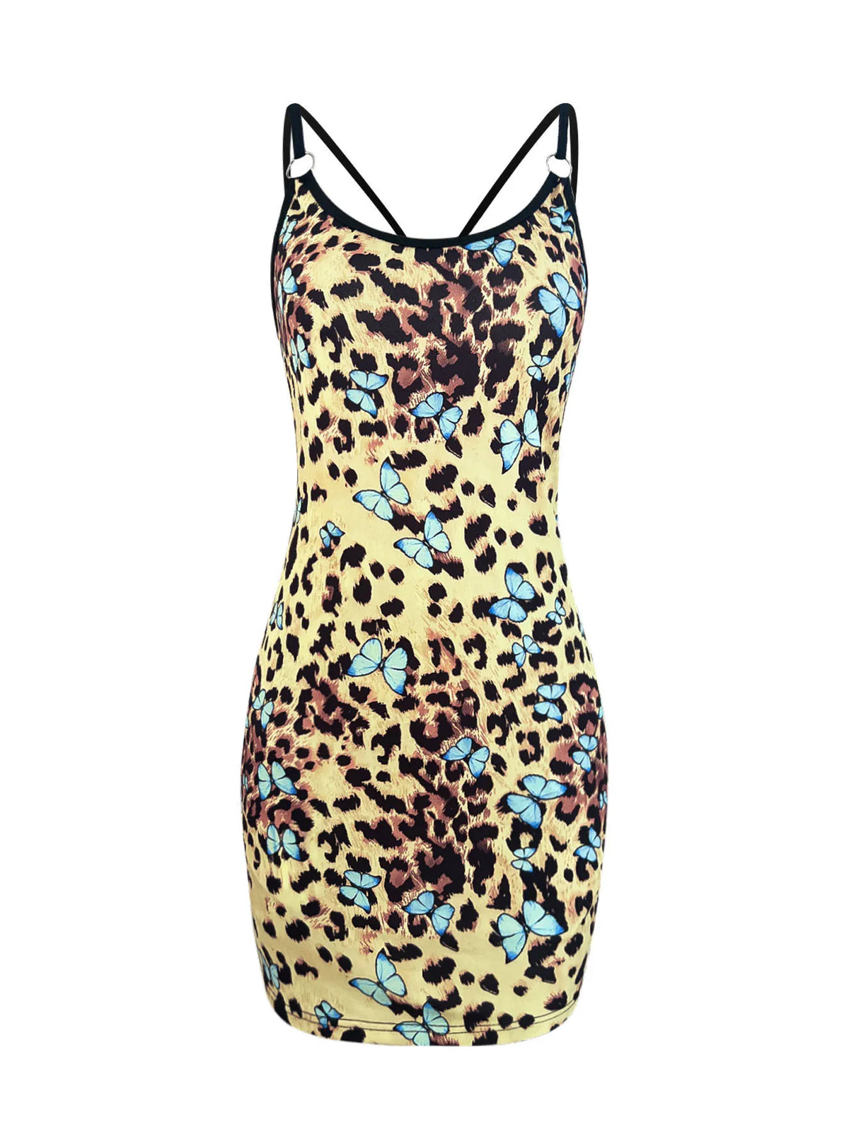 Leopard Print Mini Cami Dress in Yellow