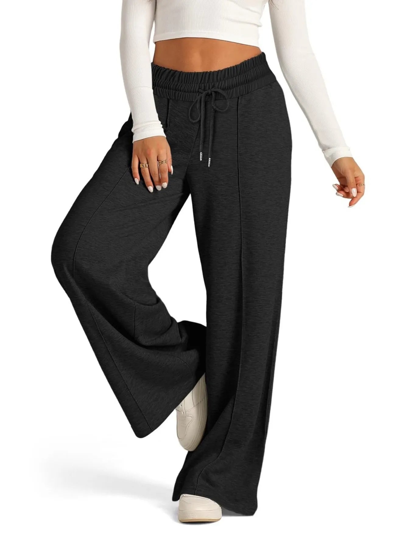 Drawstring Relaxed Wide Leg Pants