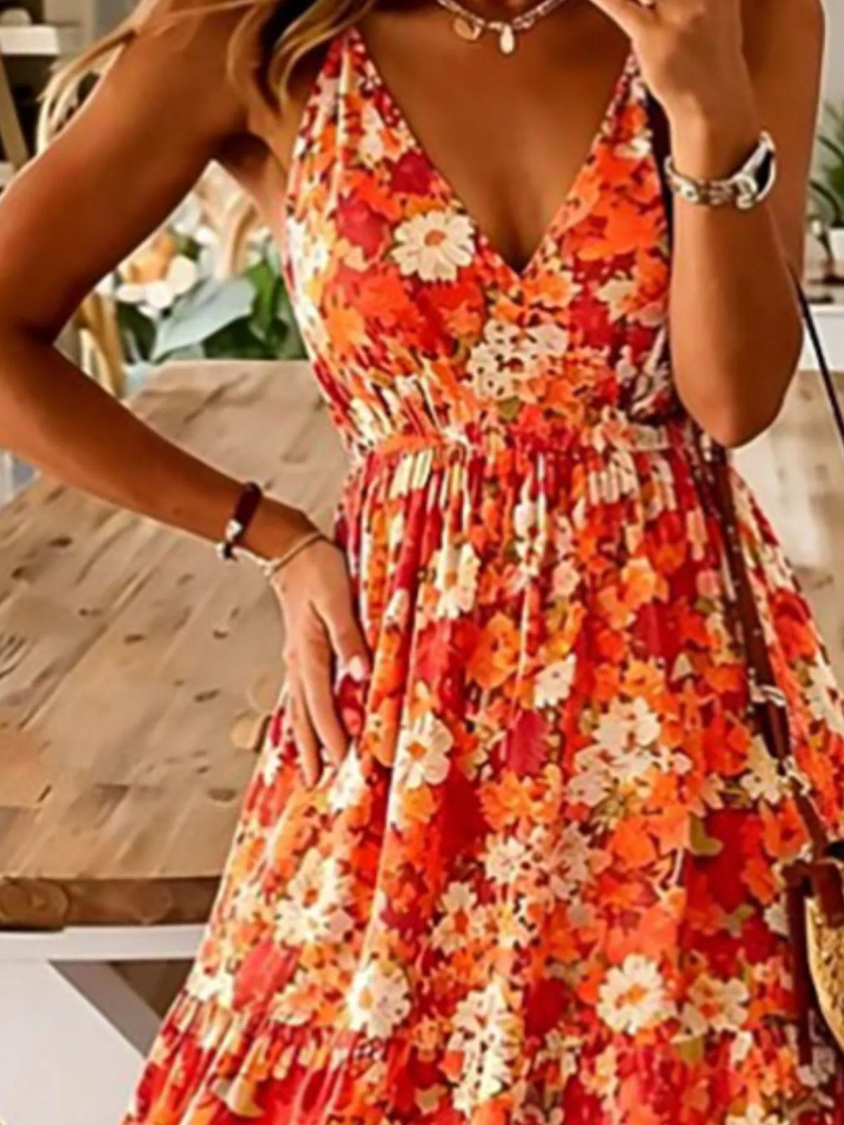 Floral Tiered Maxi Dress with Spaghetti Straps