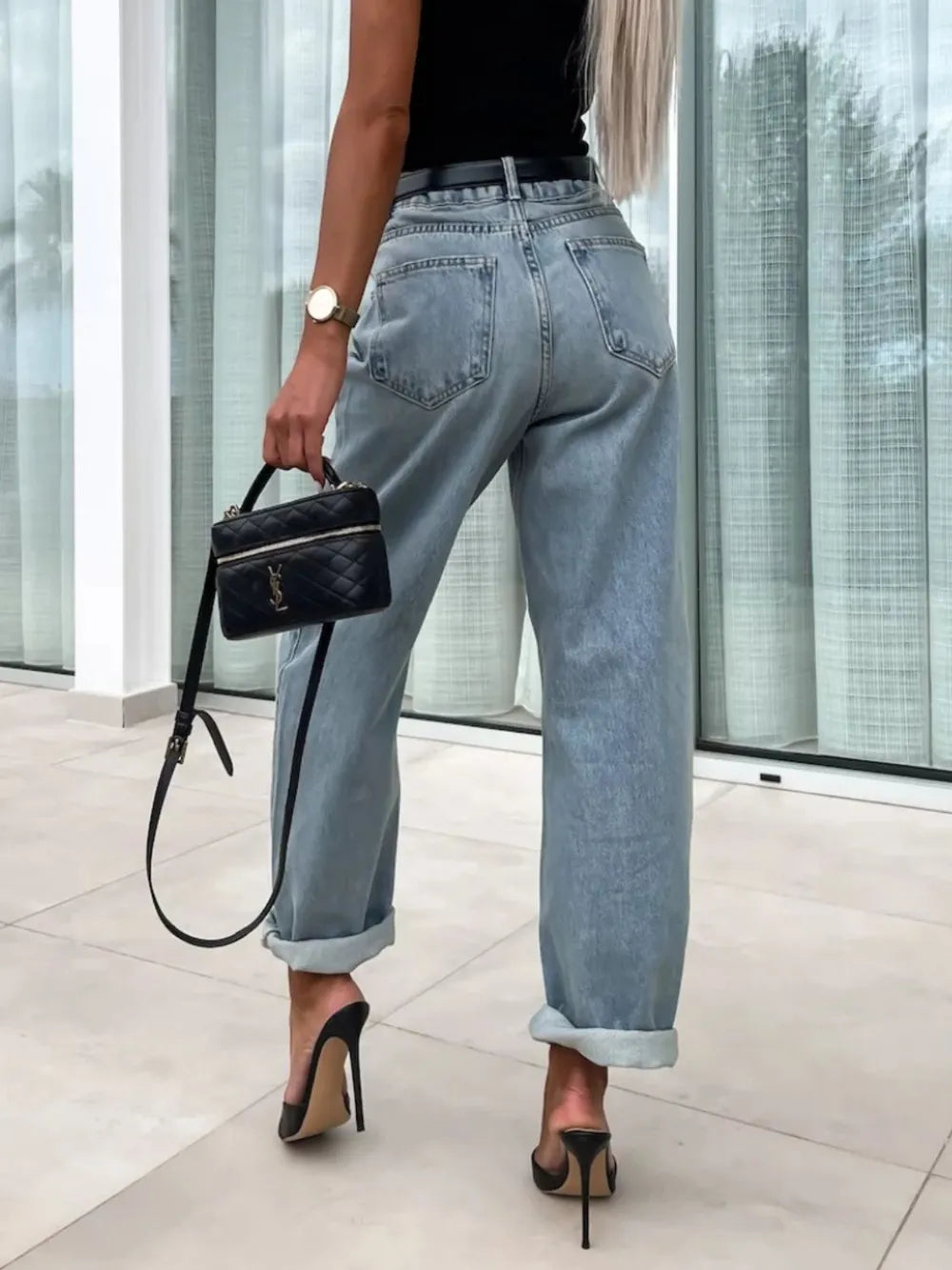 High Waist Wide Leg Jeans in Light Wash by Y.Y@Denim