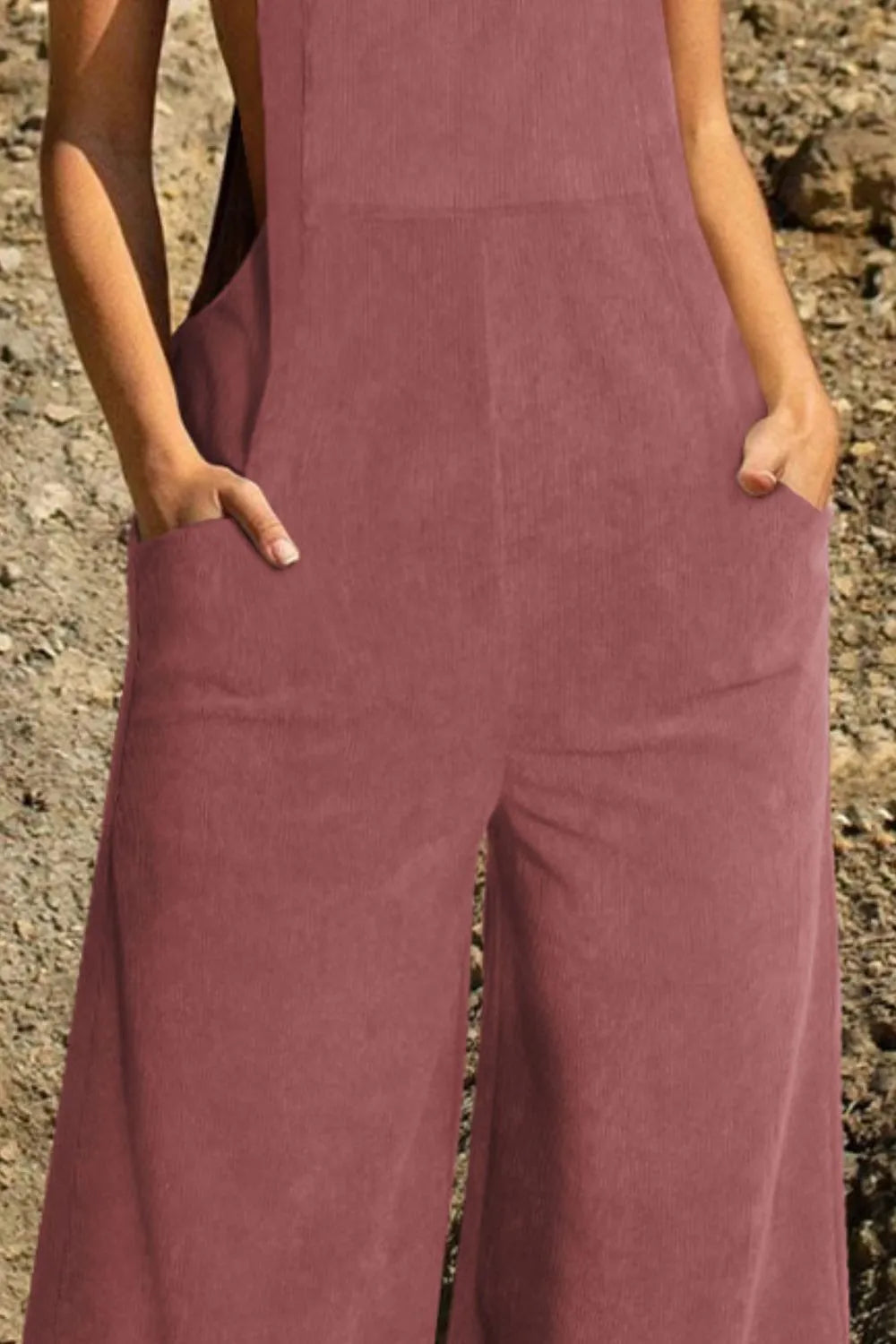 Buttoned Wide Leg Overall