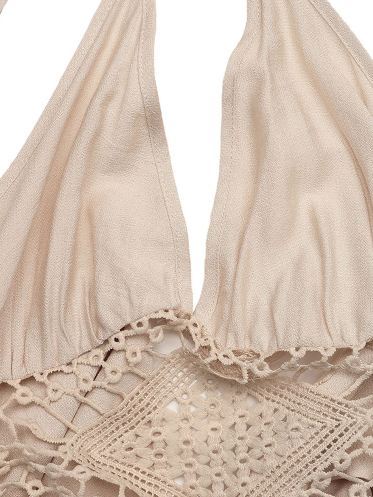 Backless Halter Neck Maxi Dress in Khaki