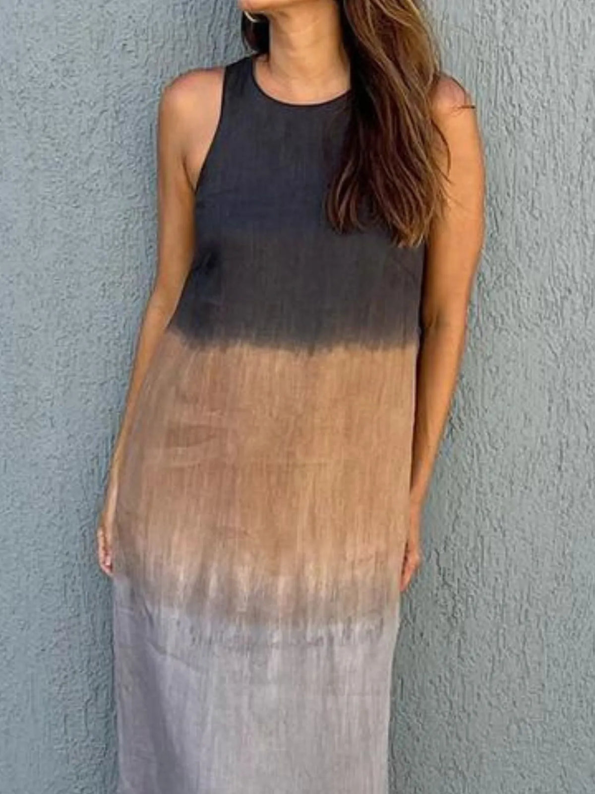 Gradient Tank Midi Dress with Side Slit