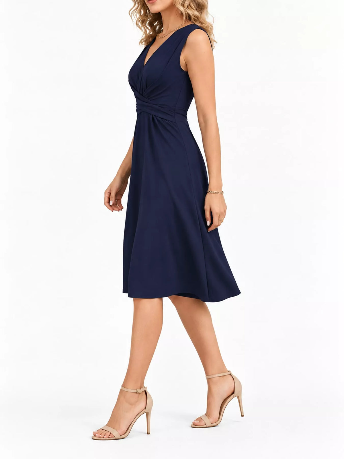 Crisscross Ruched Front Midi Dress