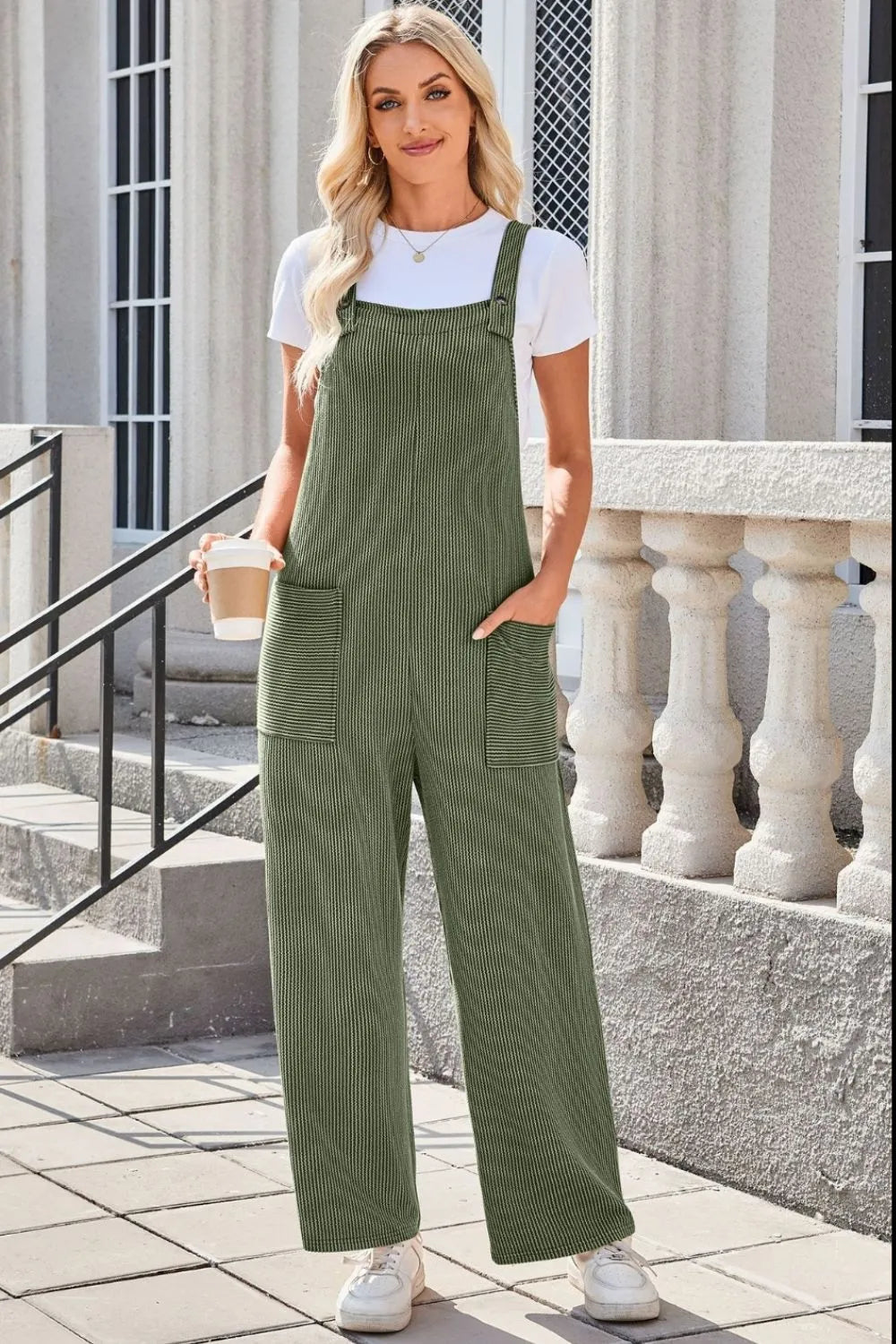Square Neck Wide Strap Overalls