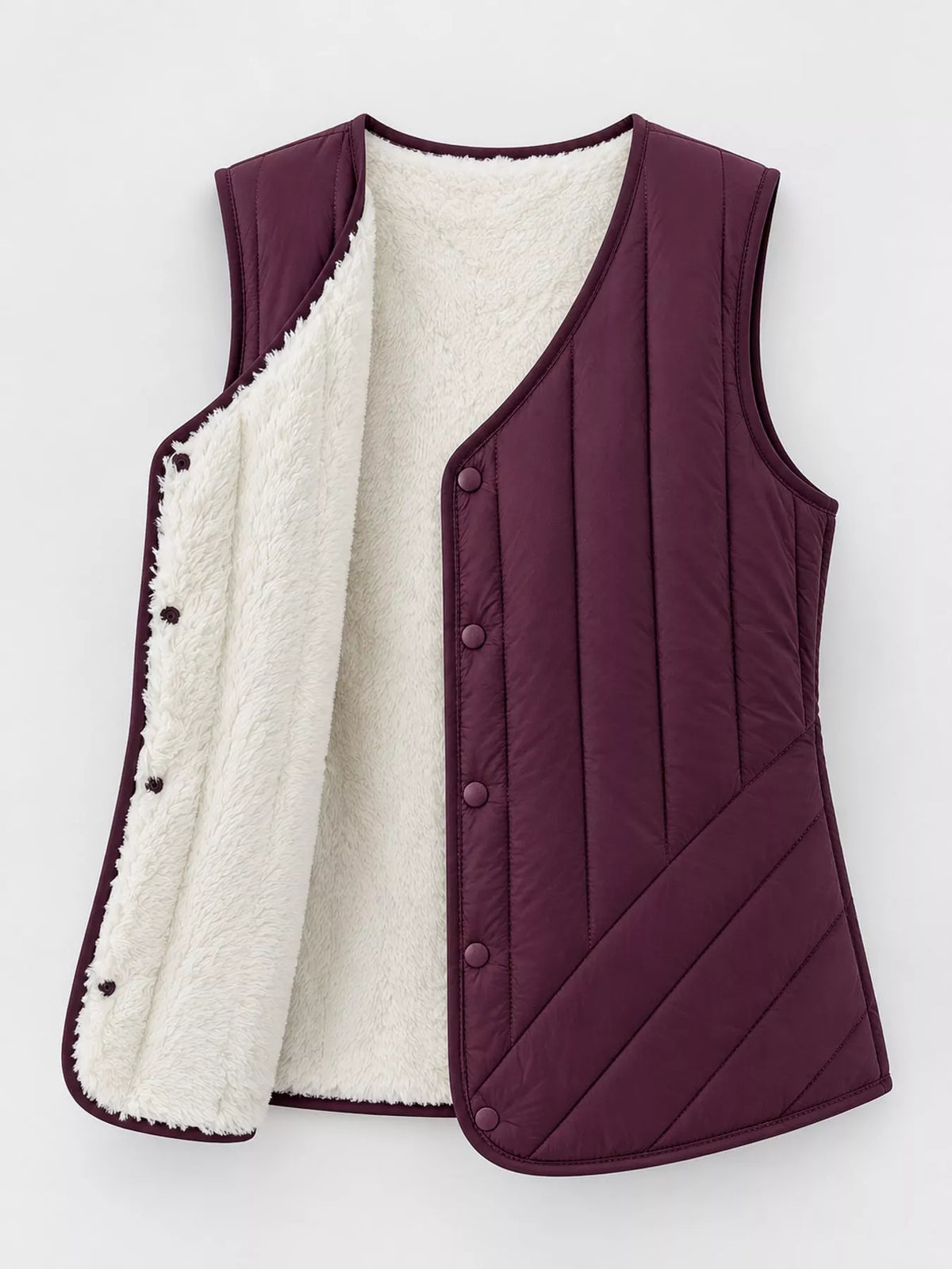 Quilted Button-Up Vest Coat