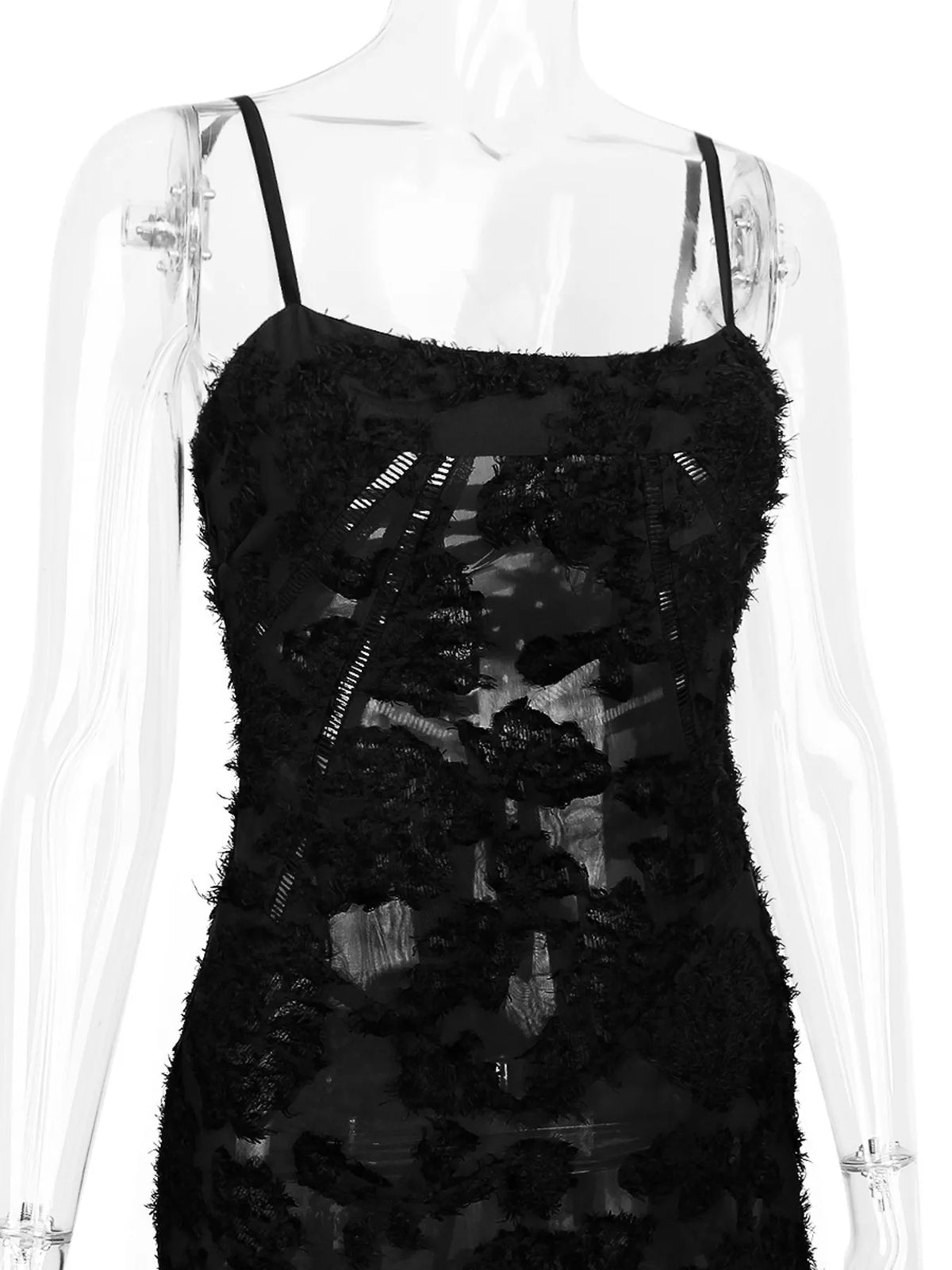 Lace-Up Spaghetti Strap Maxi Dress in Black by Elegant Elements