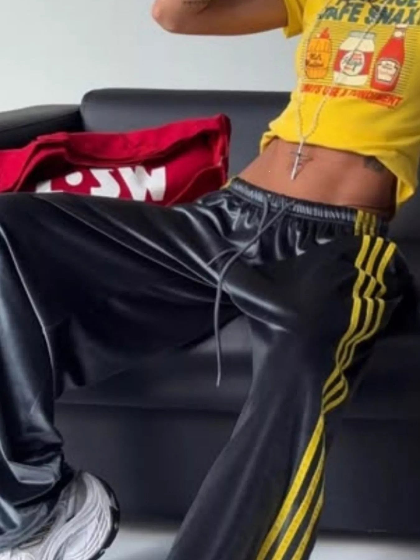 Velvet Wide-Leg Drawstring Pants