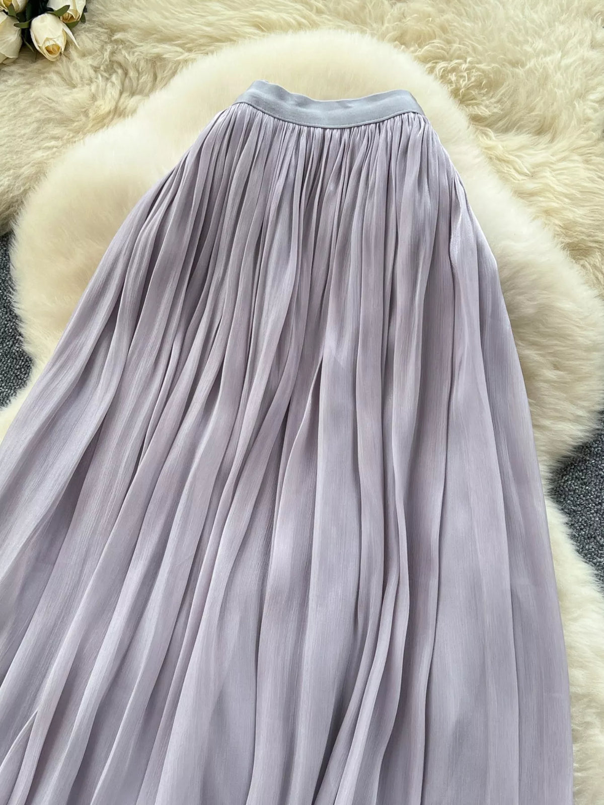 Pleated High-Waist Maxi Skirt
