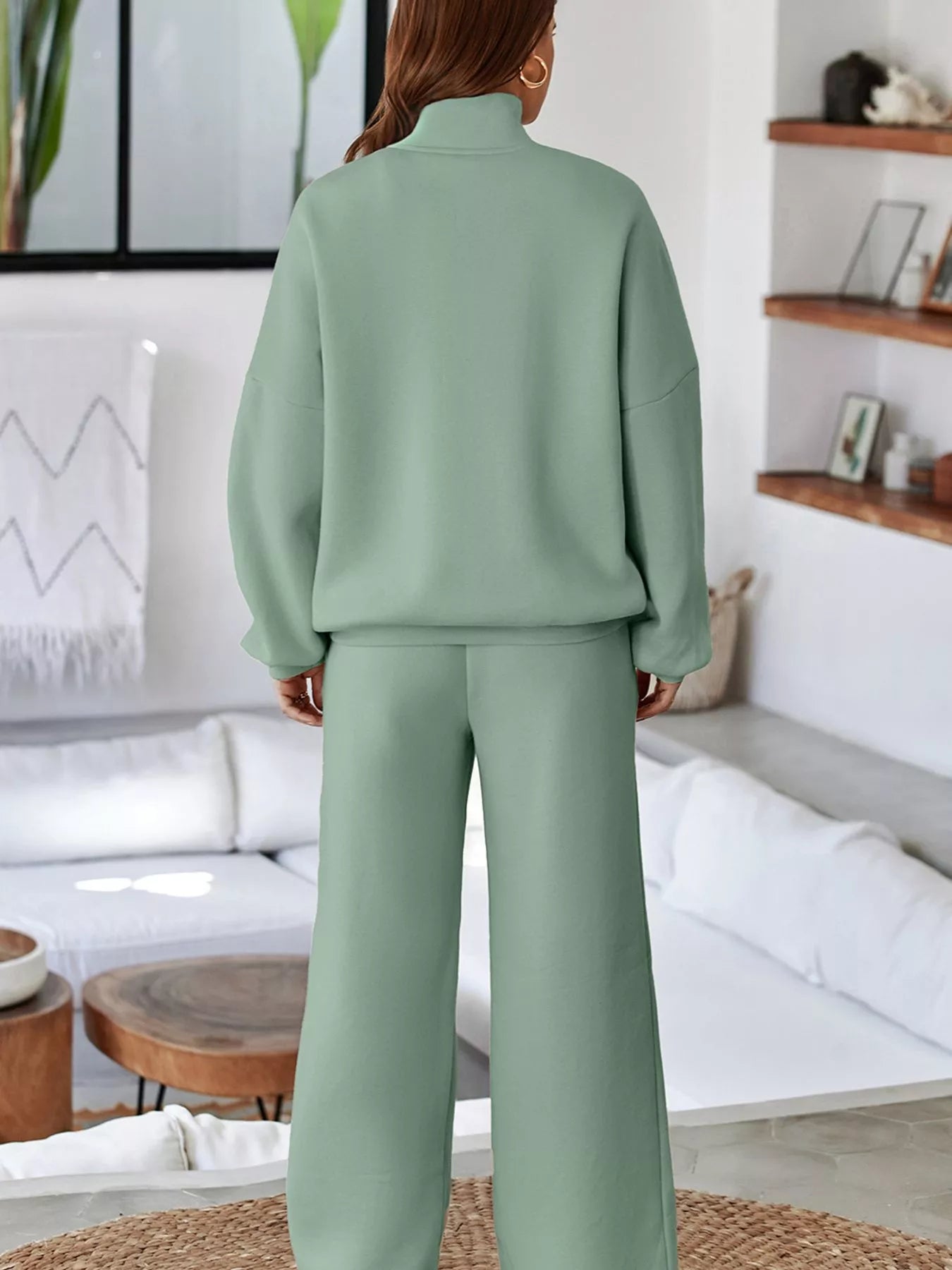 Drop Shoulder Zip-Up Jacket & Pants Set